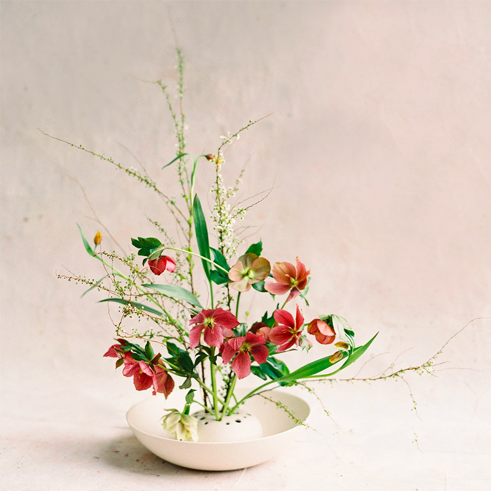 Ceramic Flower Frog Bowl - Floral Arrangement Holder for Fresh & Artificial Flowers - Perfect for Centerpieces, Weddings & Home Decor