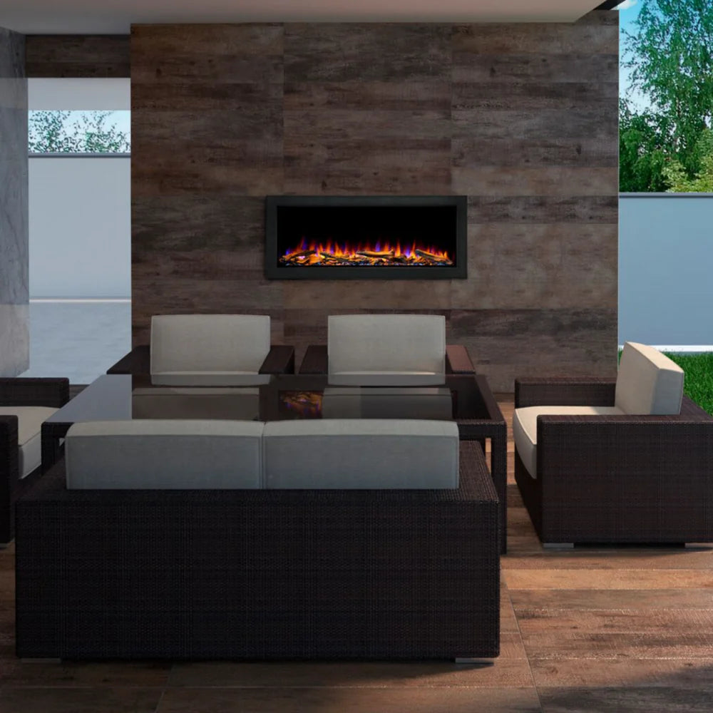 Simplifire Forum 43 Outdoor Electric Fireplace - Waterproof Patio Heater with Realistic Flame Effect - Perfect for Backyard, Deck, and Garden Use