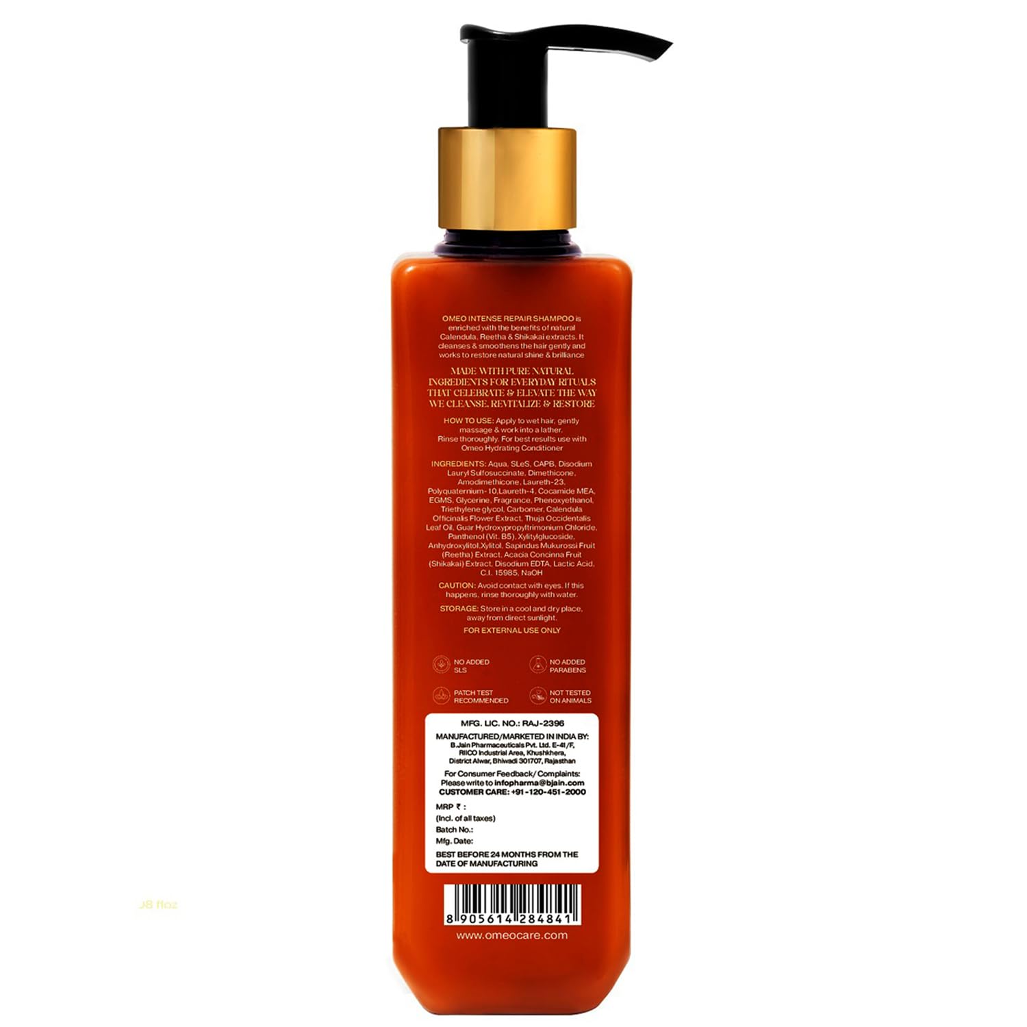 Omeo Intense Repair Shampoo for Damaged Hair - 200ml Deep Hydrating & Nourishing Formula - Restores Dry, Brittle Hair - Perfect for Daily Use at Home or Salon