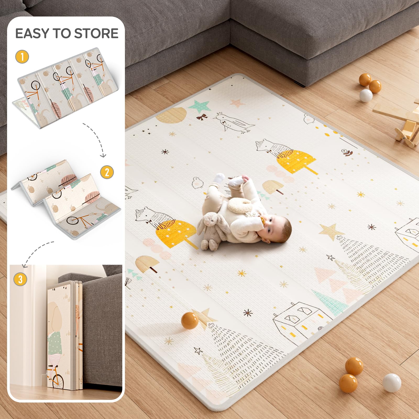 MLOONG Extra Large Baby Playpen with Mat - 59x59x27 Inches Safety Play Yard for Infants & Toddlers | Indoor Outdoor Activity Center with Playmat | Perfect for Nursery, Living Room & Backyard Playtime