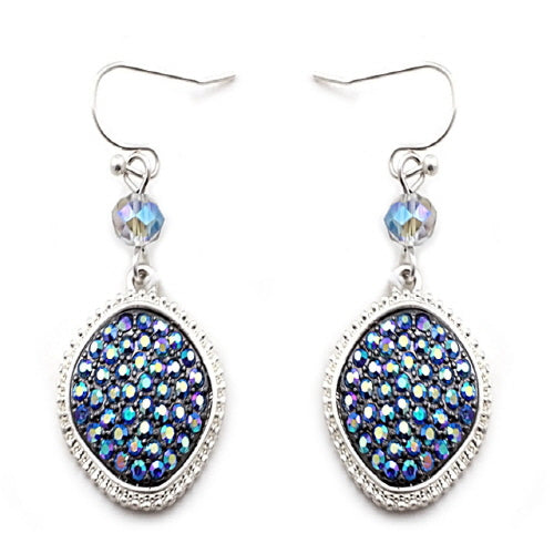 Geometric Pave Earrings in Blue - Elegant Cubic Zirconia Stud Earrings for Women, Perfect for Parties, Weddings & Everyday Wear