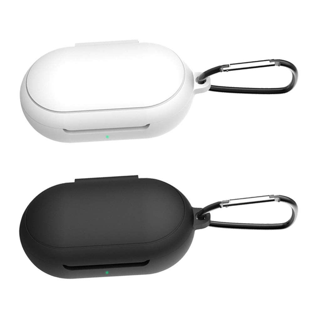 Samsung Buds Plus Case Cover - 2 Pack Shockproof Silicone Protective Skin for Galaxy Buds Plus with Keychain (Black & White) - Perfect for Travel, Gym & Daily Protection