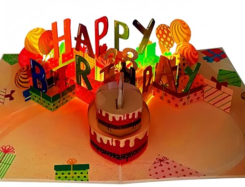 3d birthday color led card