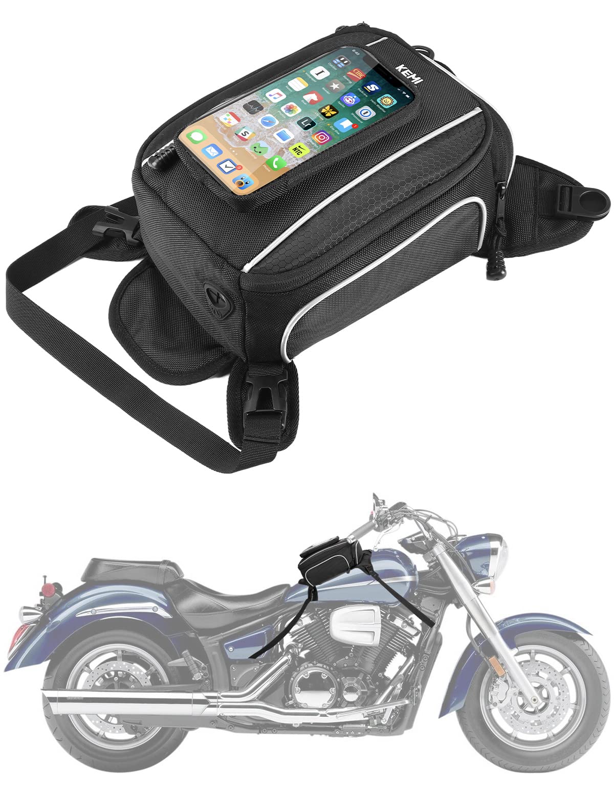 **KEMIMOTO Universal Magnetic Motorcycle Tank Bag - 6.7