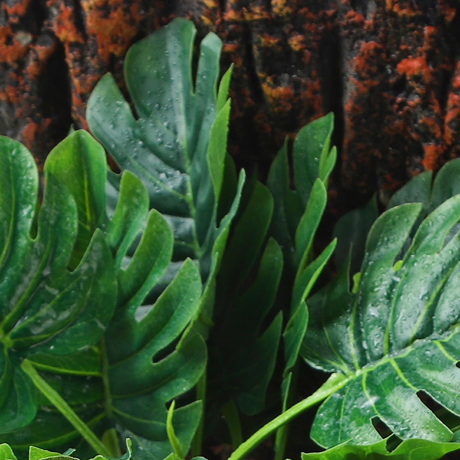 Artificial Terrarium Plants for Reptile Habitat - Monstera Spider Plant for Gecko, Ball Python & Tortoise Enclosure - Durable Reptile Tank Décor for Natural-Looking Jungle Environment