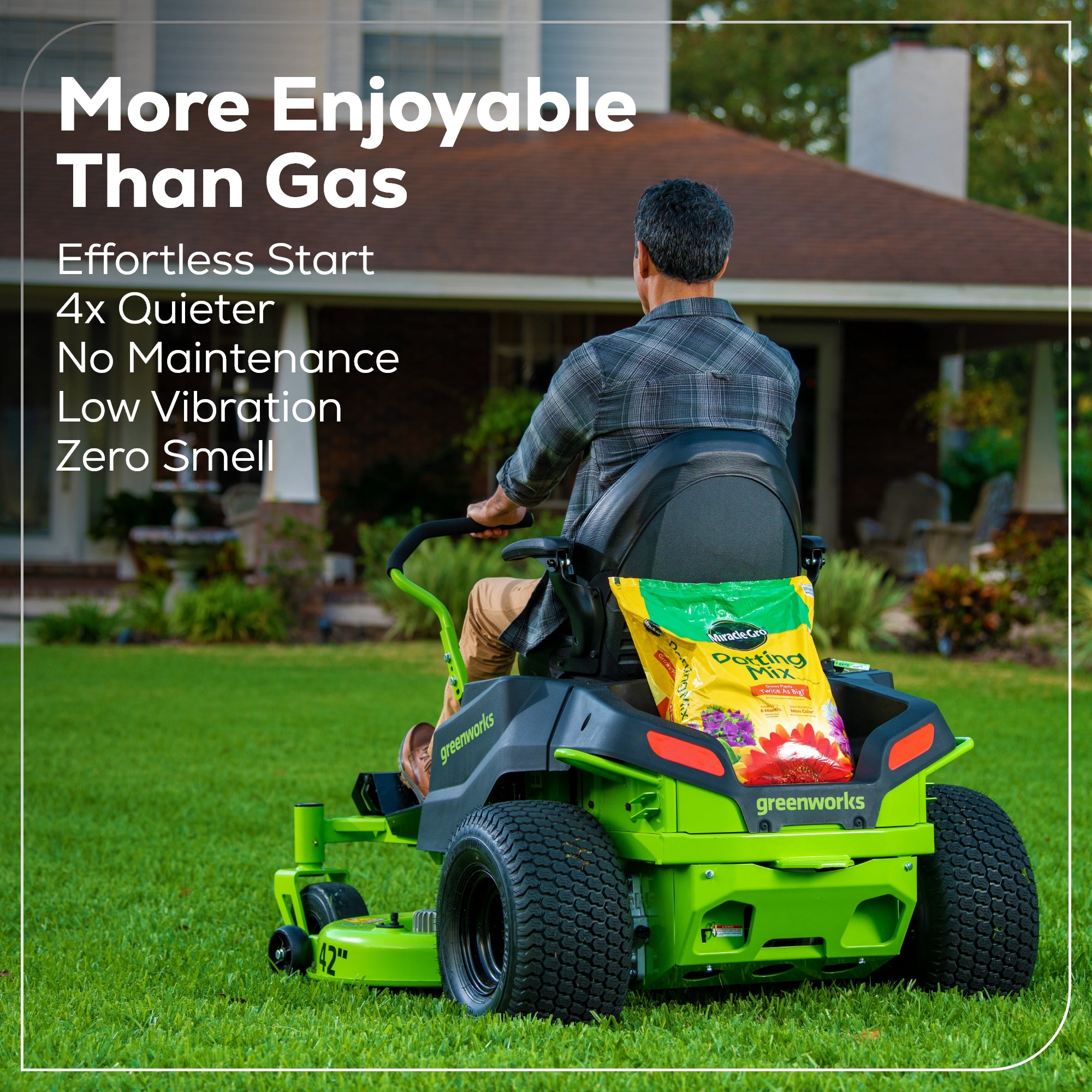 80V 42-Inch Cordless Battery-Powered Zero Turn Lawn Mower with (4) 5Ah Batteries & (3) Dual Port Chargers - Perfect for Large Yard Landscaping and Commercial Lawn Care