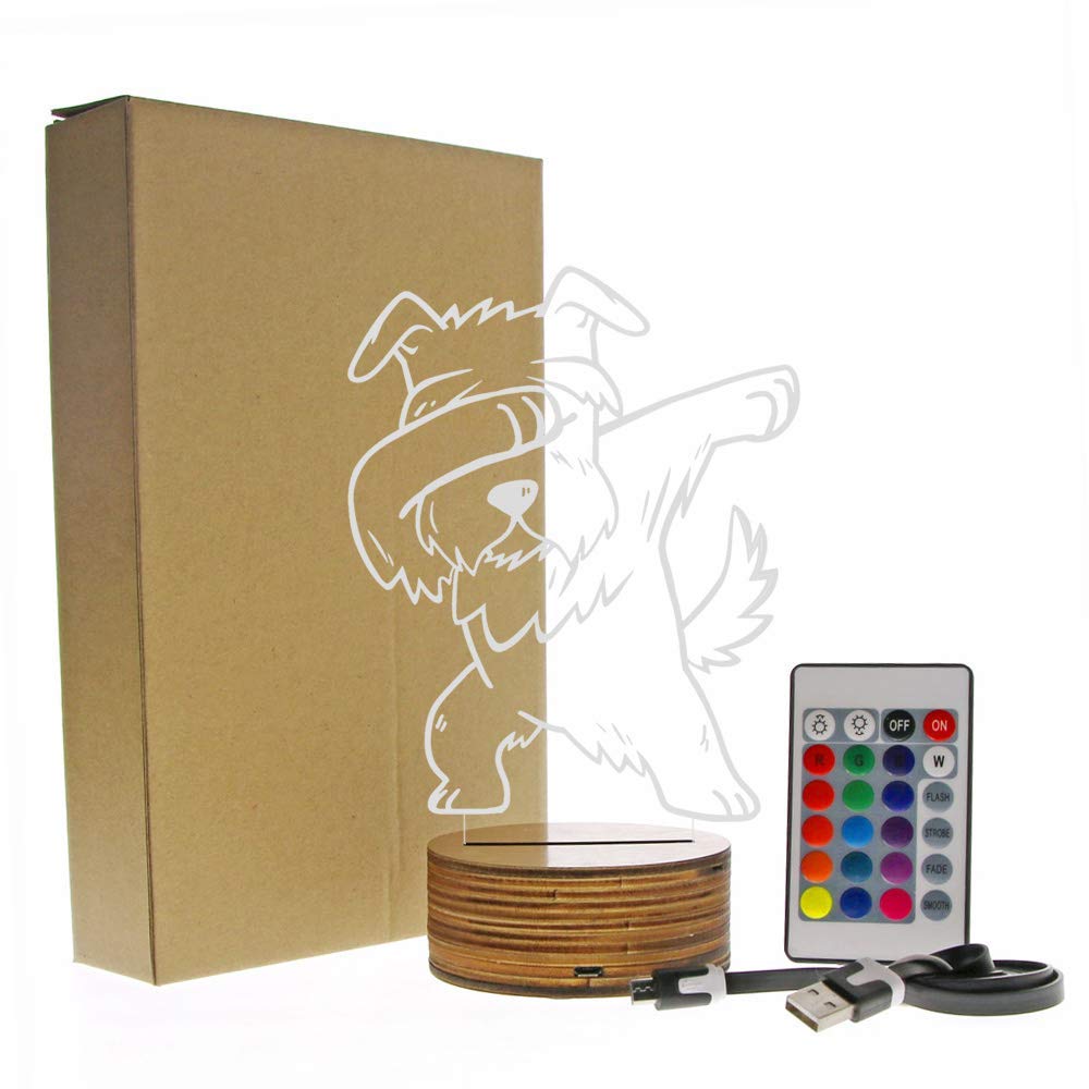 3D LED Schnauzer Night Light with Remote Control & USB Power - Optical Illusion Dog Lamp for Home Decor, Bedroom, Nursery, Living Room | Perfect Gift for Pet Lovers, Kids, Birthday, Christmas | Creates Cozy Atmosphere for Home Office, Dorm, Nighttime Relaxation | Ideal for Pet-Themed Room Decor, Study Desk, Meditation Space & Nightlight for Kids' Bedtime