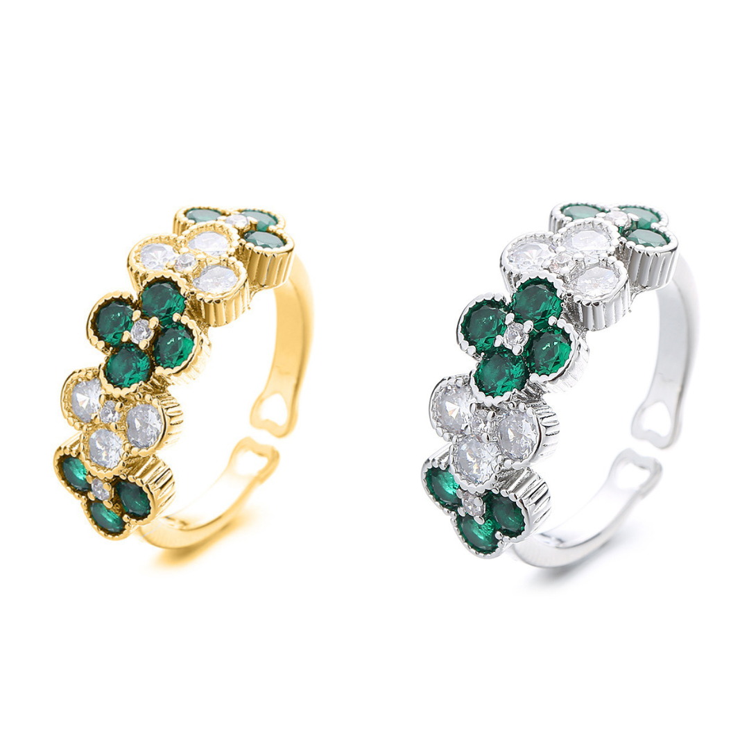 Lucky Gold Four Leaf Clover Adjustable Ring for Women & Men – Elegant Irish Shamrock Jewelry Gift for St. Patrick's Day, Wedding & Good Luck Charm