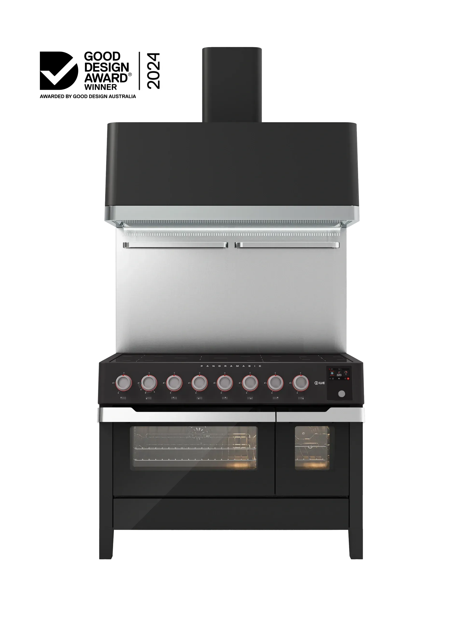 ILVE Panoramagic 120cm Double Oven Range Cooker - Professional Gas Stove with 6 Burners & Electric Oven for Home Kitchen Cooking, Baking & Entertaining
