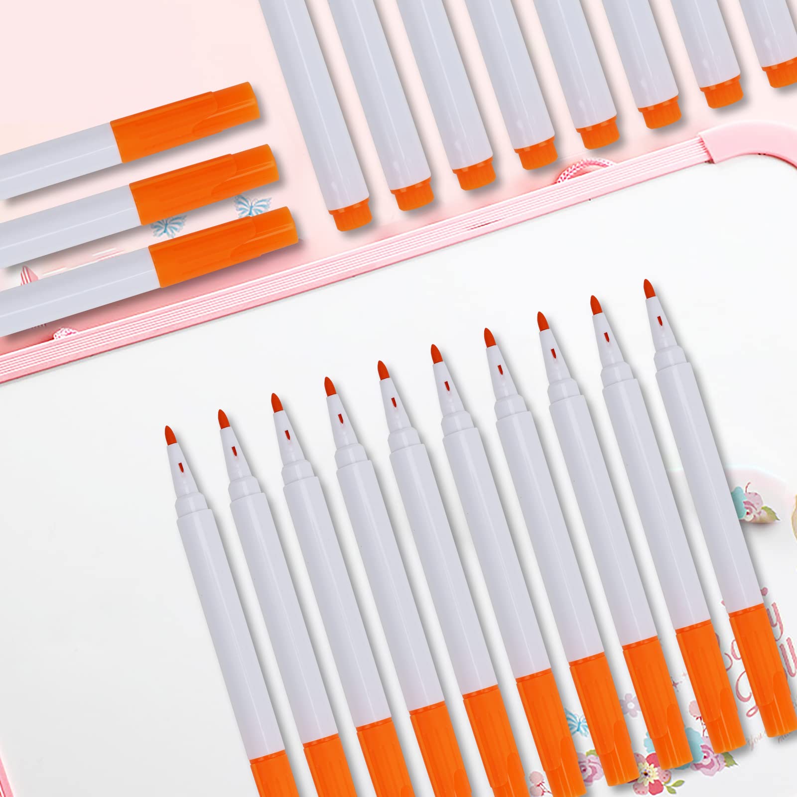 10-Pack Liquid Chalk Markers - Dust-Free Erasable Whiteboard Pens, Water-Based Non-Toxic Wet Erase Fine Tip Chalkboard Markers for Kids, Teachers & Office Use - Perfect for Classrooms, Restaurants & Home Organization (10 Orange Pens)