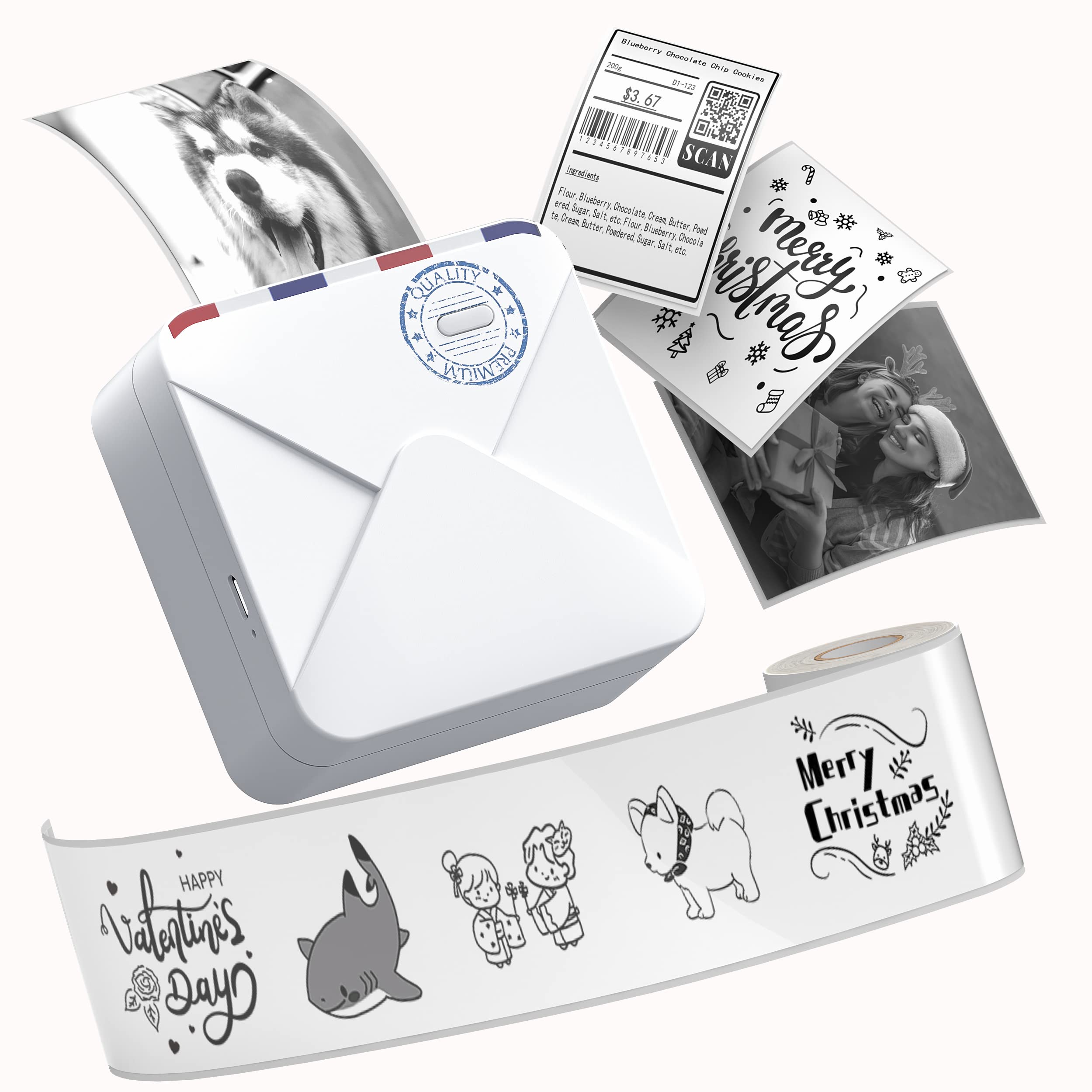 Portable Mini Pocket Printer - Wireless Bluetooth Thermal Photo Printer for Stickers, Compatible with iOS & Android, 300dpi High Resolution | Perfect for Travel, School, Office & DIY Projects