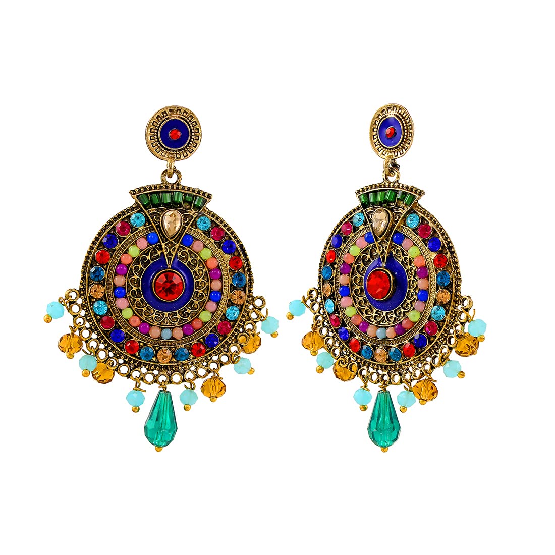 Stylish Nakabh Ethnic Gold Plated Oxidized Alloy Jhumka Earrings for Women - Perfect for Weddings, Parties & Traditional Occasions