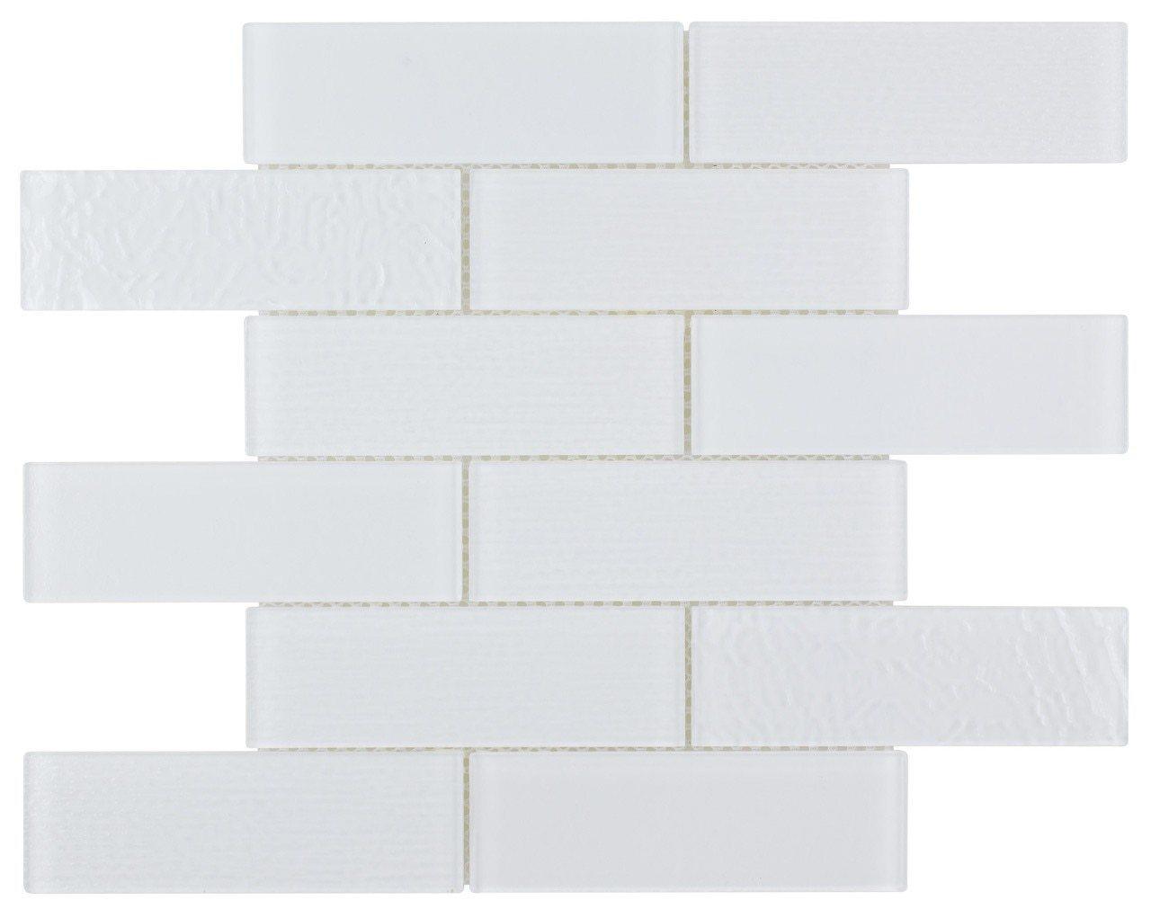 Contemporary White 2x6 Glass Subway Tile - Perfect for Kitchen Backsplash, Bathroom Walls & Modern Home Decor