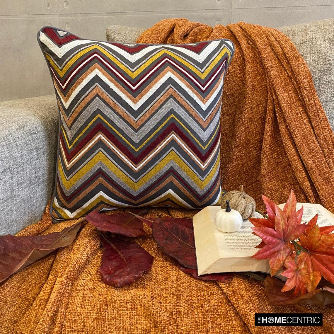 Amber Chevron Burgundy Velvet Decorative Throw Pillow Cover - Soft Luxury Cushion Case for Sofa, Bed, Living Room & Home Decor