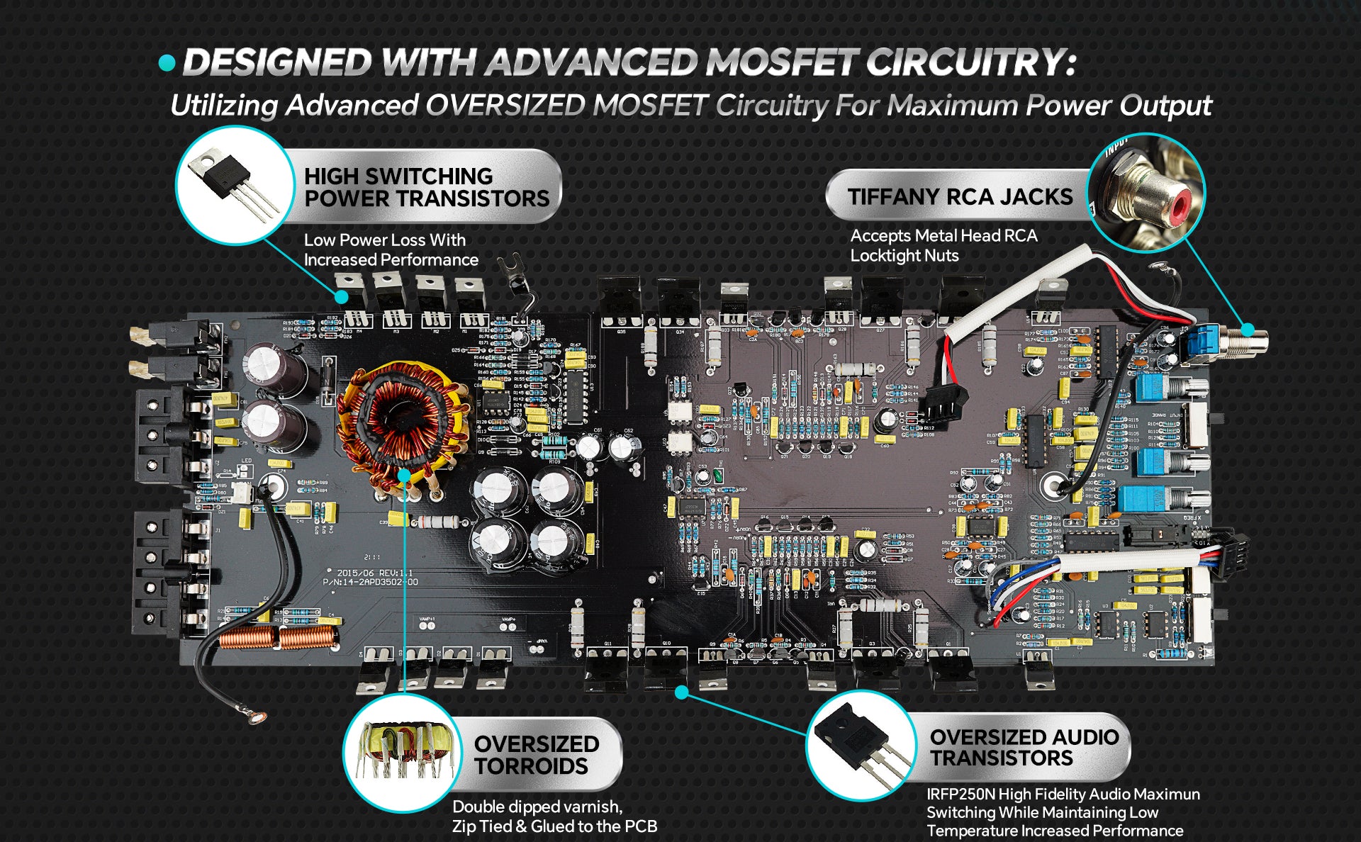 2 Channel Class A/B Mosfet Power Amplifier (APDLO 3502) - High-Performance Audio Amp for Home Theater, Car Audio & Live Sound Systems