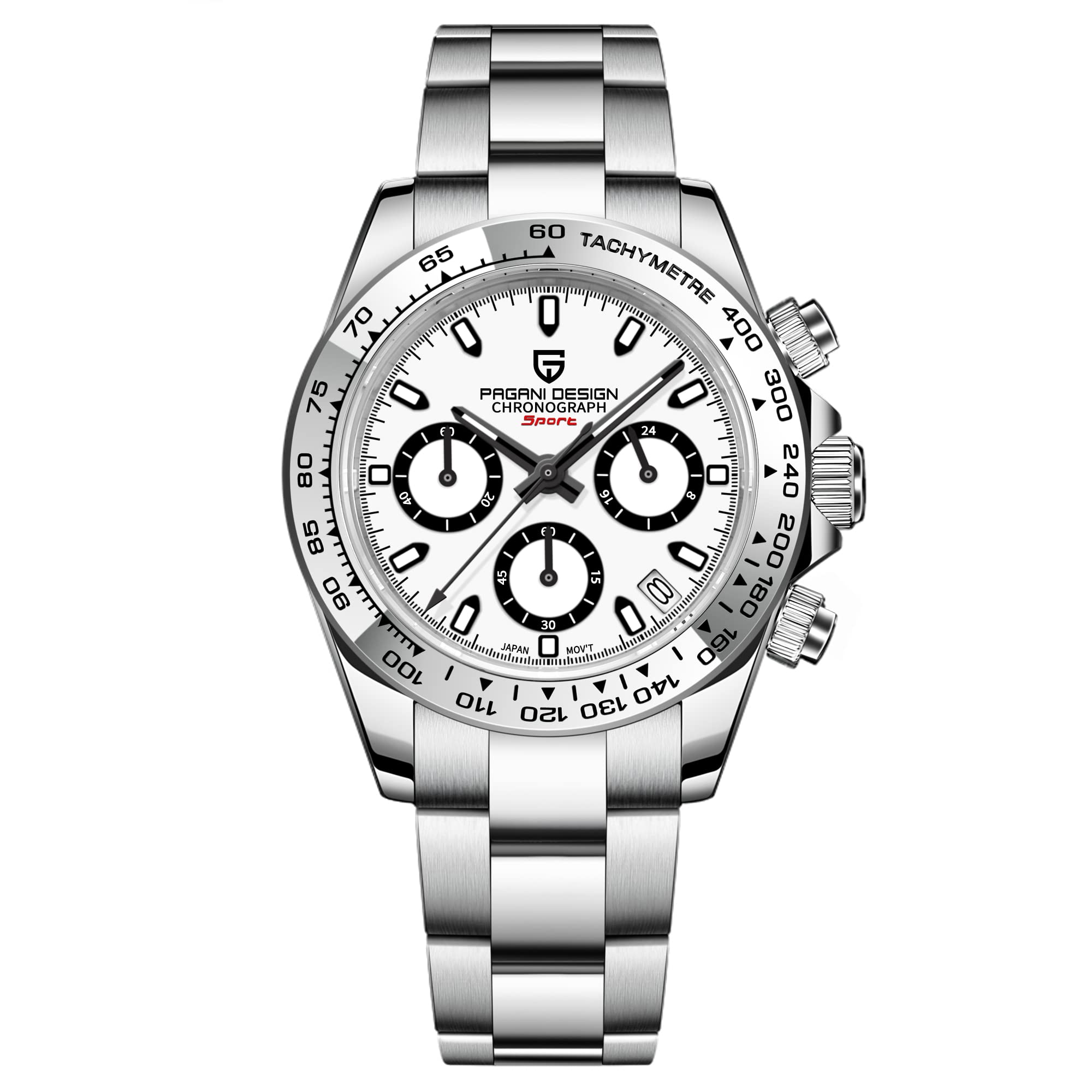 BENYAR Pagani Design Men's Sports Quartz Watch - Stainless Steel Bezel, Sapphire Crystal, 100M Waterproof Chronograph Wristwatch (Model PD-1727) - Perfect for Gym, Outdoor Activities & Business Casual Wear