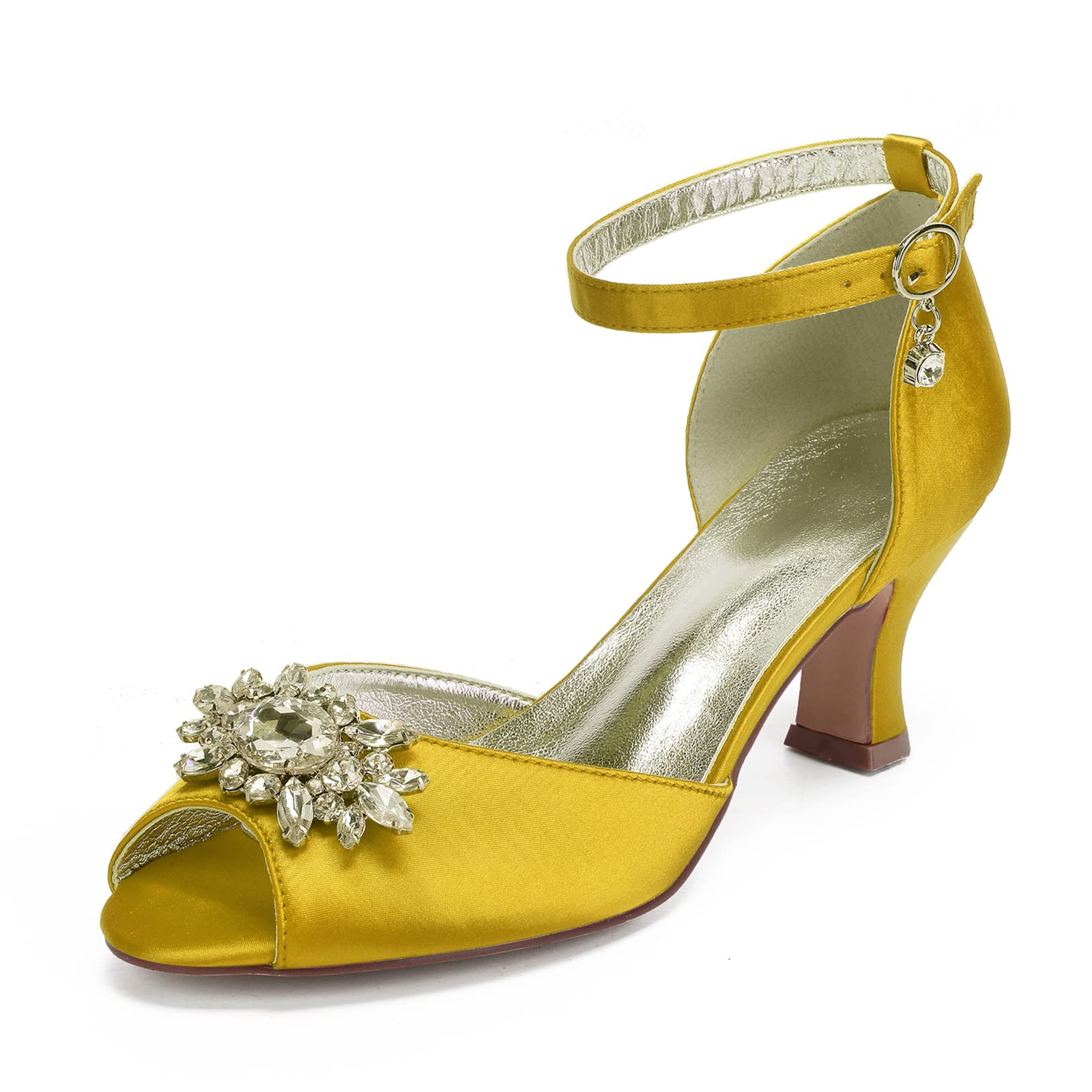 SAXTZDS Women's Crystal Bridal Wedding High Heel Sandals - 2.56