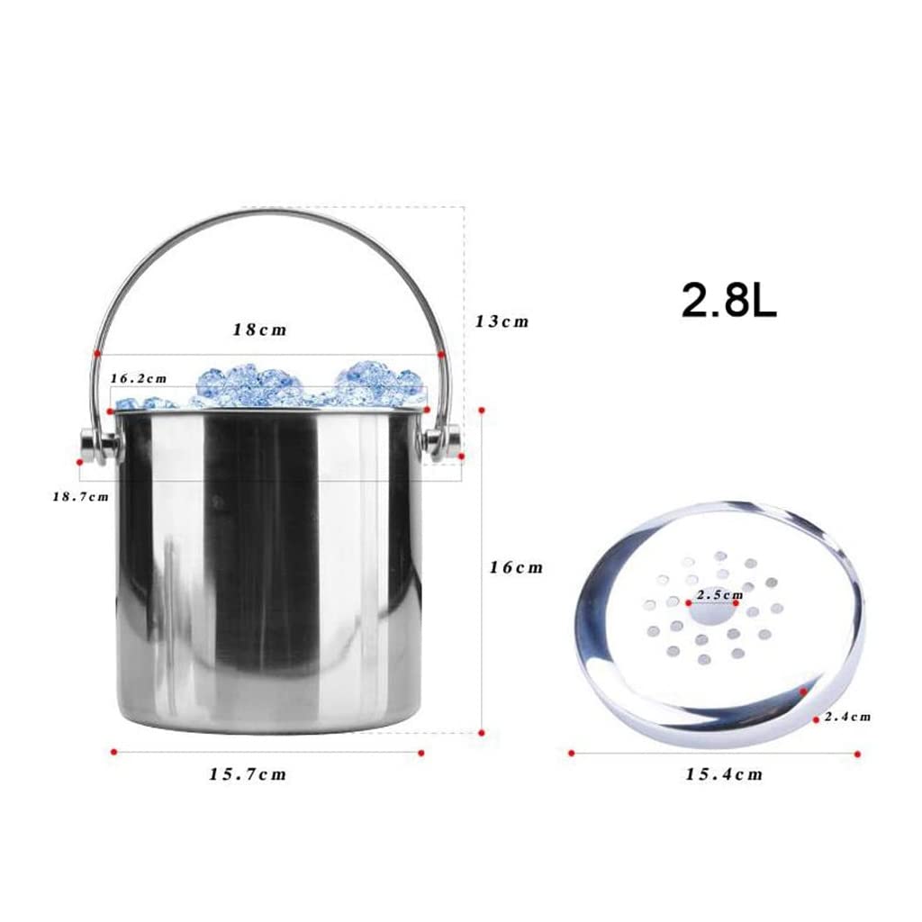Premium Stainless Steel Double Layer Ice Bucket with Insulated Compartment & Dual Handles - Perfect for Chilling Wine, Beer, and Beverages at Parties, BBQs, and Outdoor Gatherings