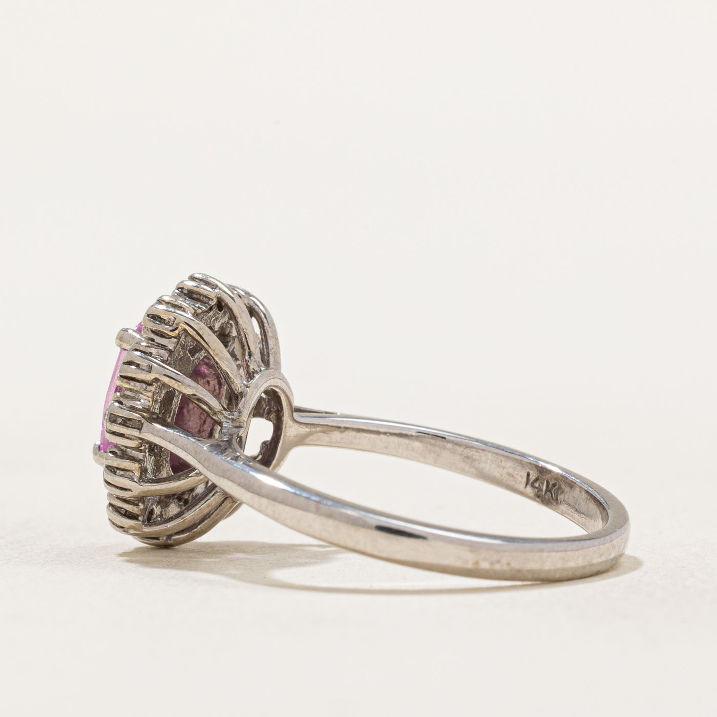 Pink Sapphire & Diamond Halo Ring 0.96ct 0.18ctw Size 5.75 - Elegant Engagement Ring for Women, Perfect for Weddings, Anniversaries & Special Occasions