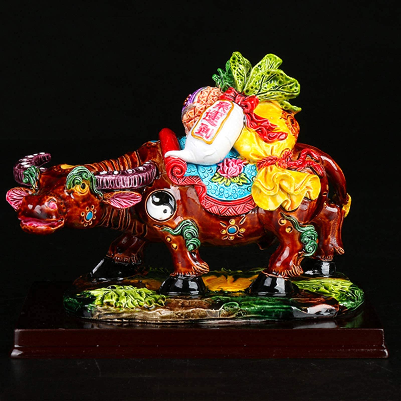 DIELUNY Feng Shui 2021 Ox Figurine Statue - Chinese Zodiac Bull Sculpture, Ceramic New Year Table Decor & Good Luck Ornament for Home Office Decoration | Perfect for Chinese New Year Gifts, Feng Shui Enhancements & Collectible Display
