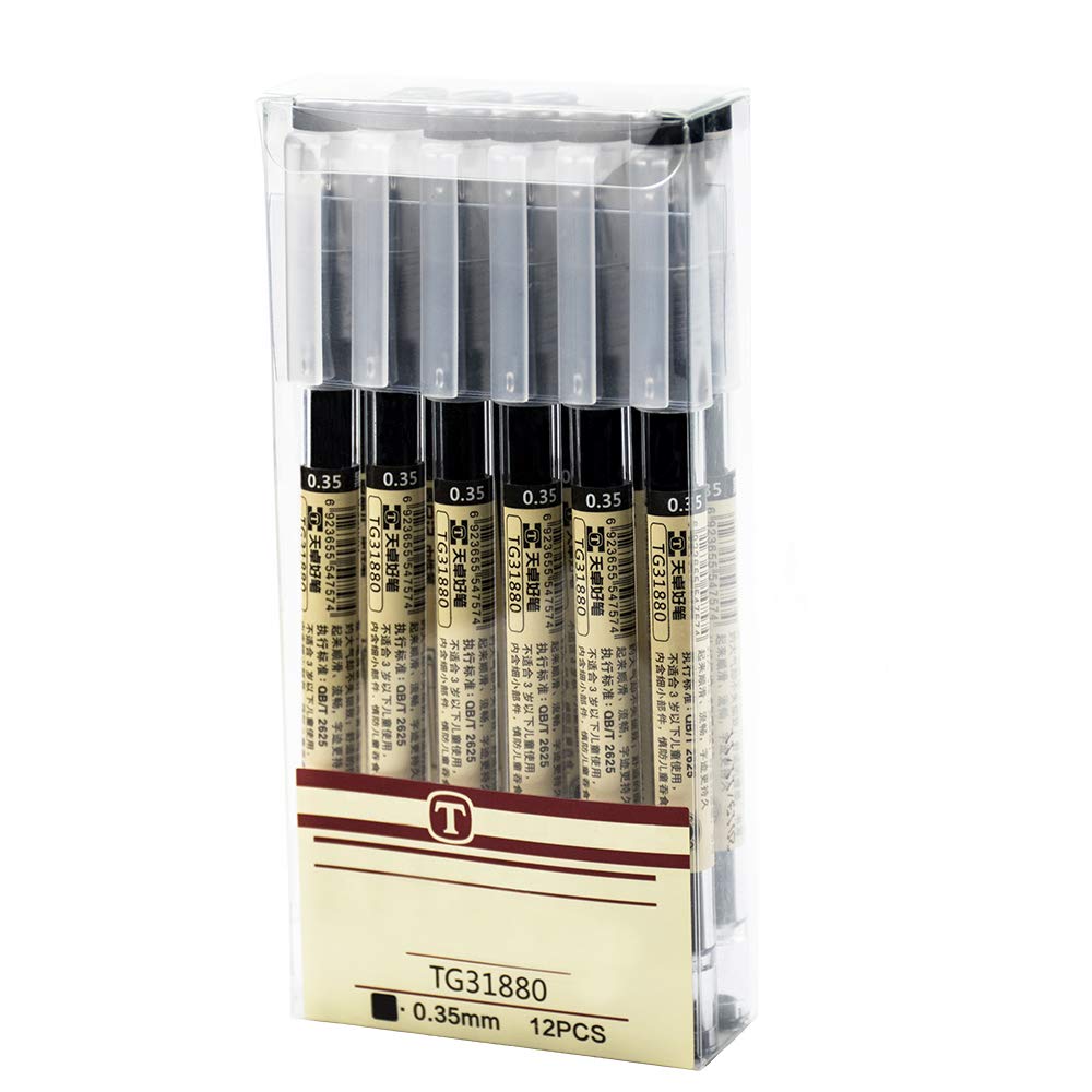 12-Pack 0.35mm Ultra Fine Black Gel Ink Pens - AUHOKY Quick-Drying Ballpoint Pens for Smooth Writing, Office, School & Note Taking - Perfect for Journaling, Sketching & Everyday Use