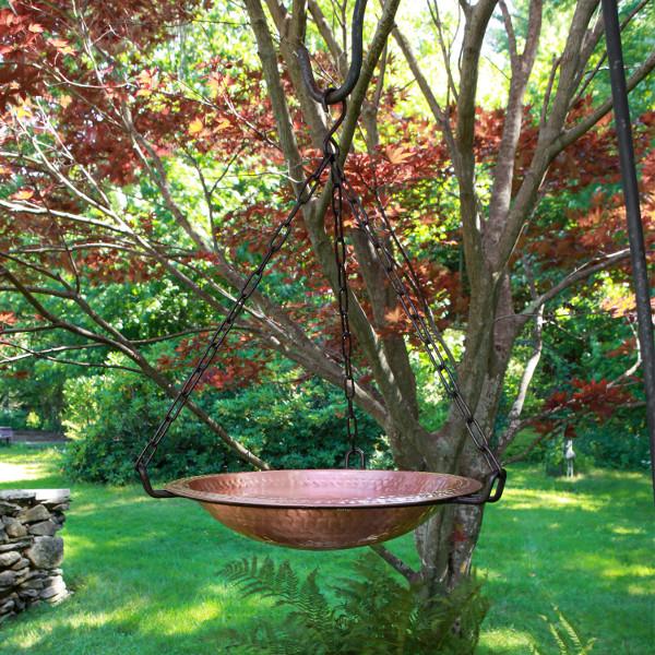Handmade Hammered Solid Copper Birdbath for Garden - Outdoor Decorative Bird Bath with Rustic Patina Finish - Perfect for Attracting Birds to Your Backyard, Patio or Garden Decor