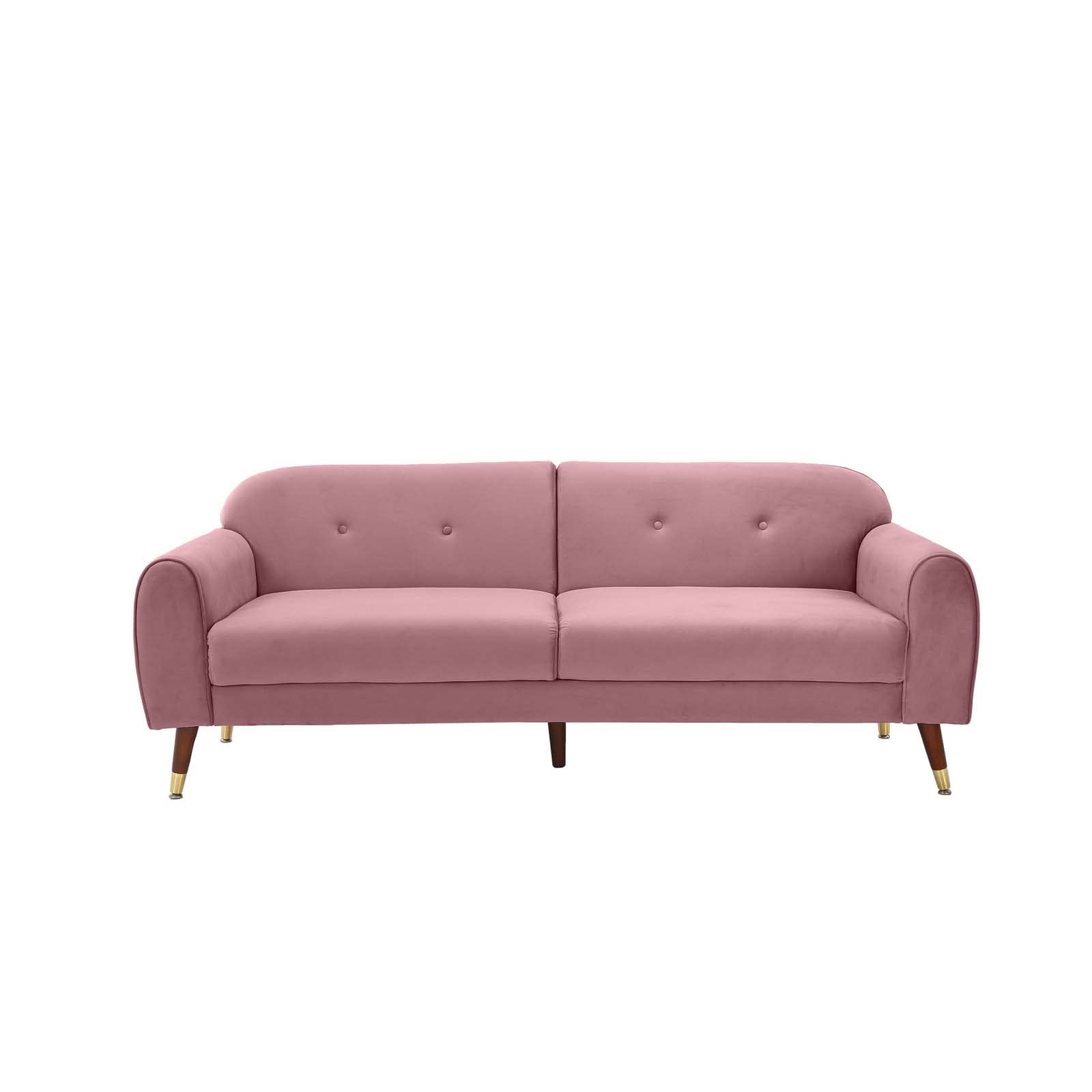 Mid Century Modern Loveseat Sofa - Button Tufted Upholstered Small Couch for Living Room & Bedroom, Easy to Install Pink Love Seat Furniture | Perfect for Apartments, Small Spaces & Cozy Home Decor