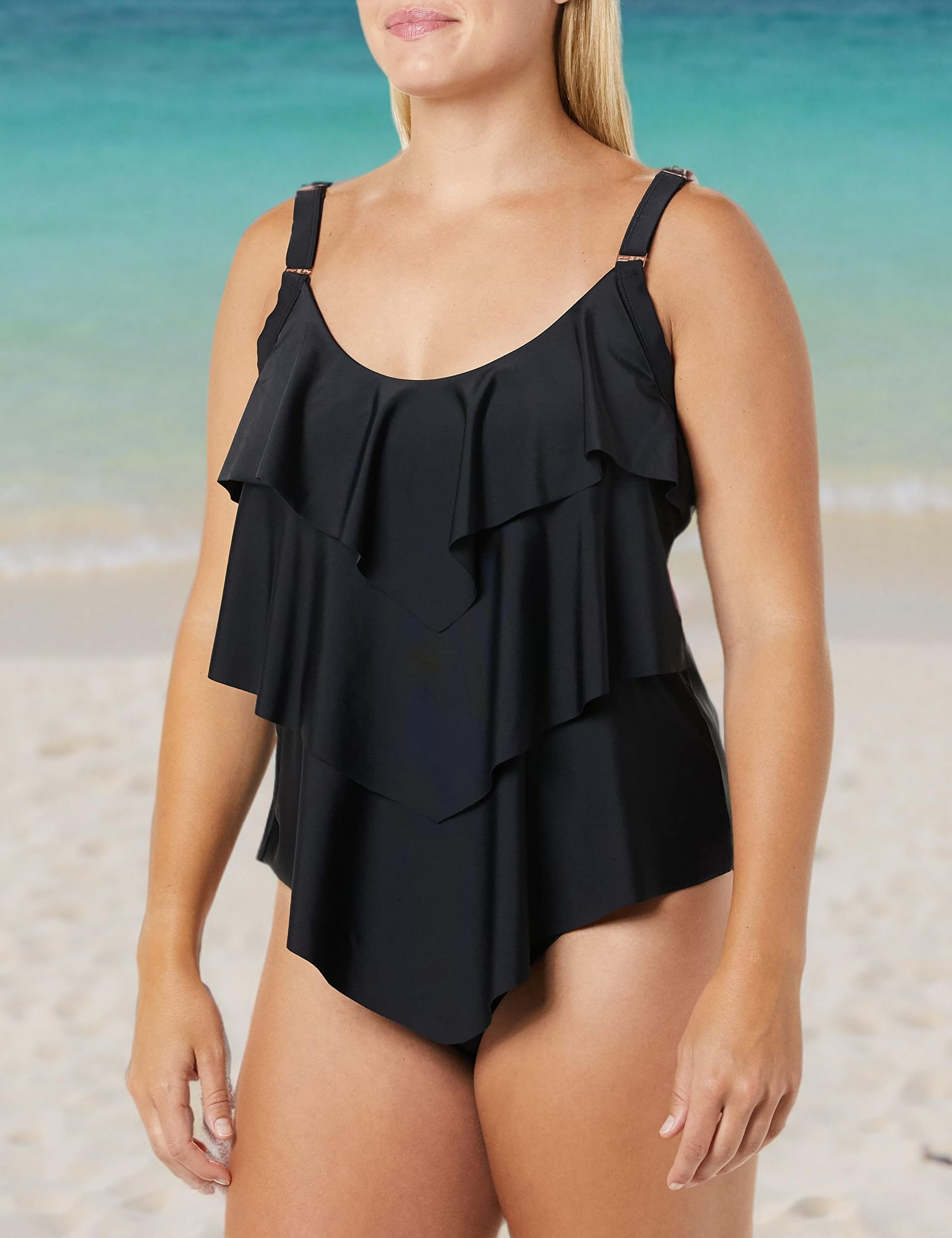 Smart & Sexy Women's Wirefree Tiered Tankini Swimsuit with Added Length - Perfect for Beach Vacations, Pool Parties & Summer Getaways