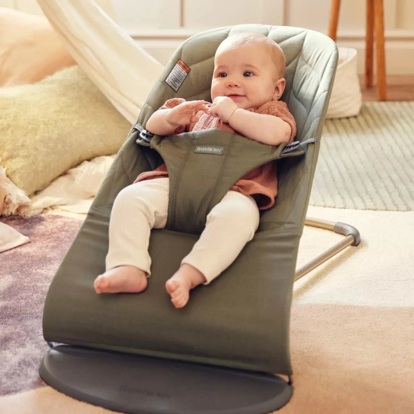 Baby Bjorn Bouncer Bliss Woven Petal Quilt Dark Green - Premium Baby Rocker for Newborns & Infants - Perfect for Nursery, Playtime & Soothing Fussy Babies