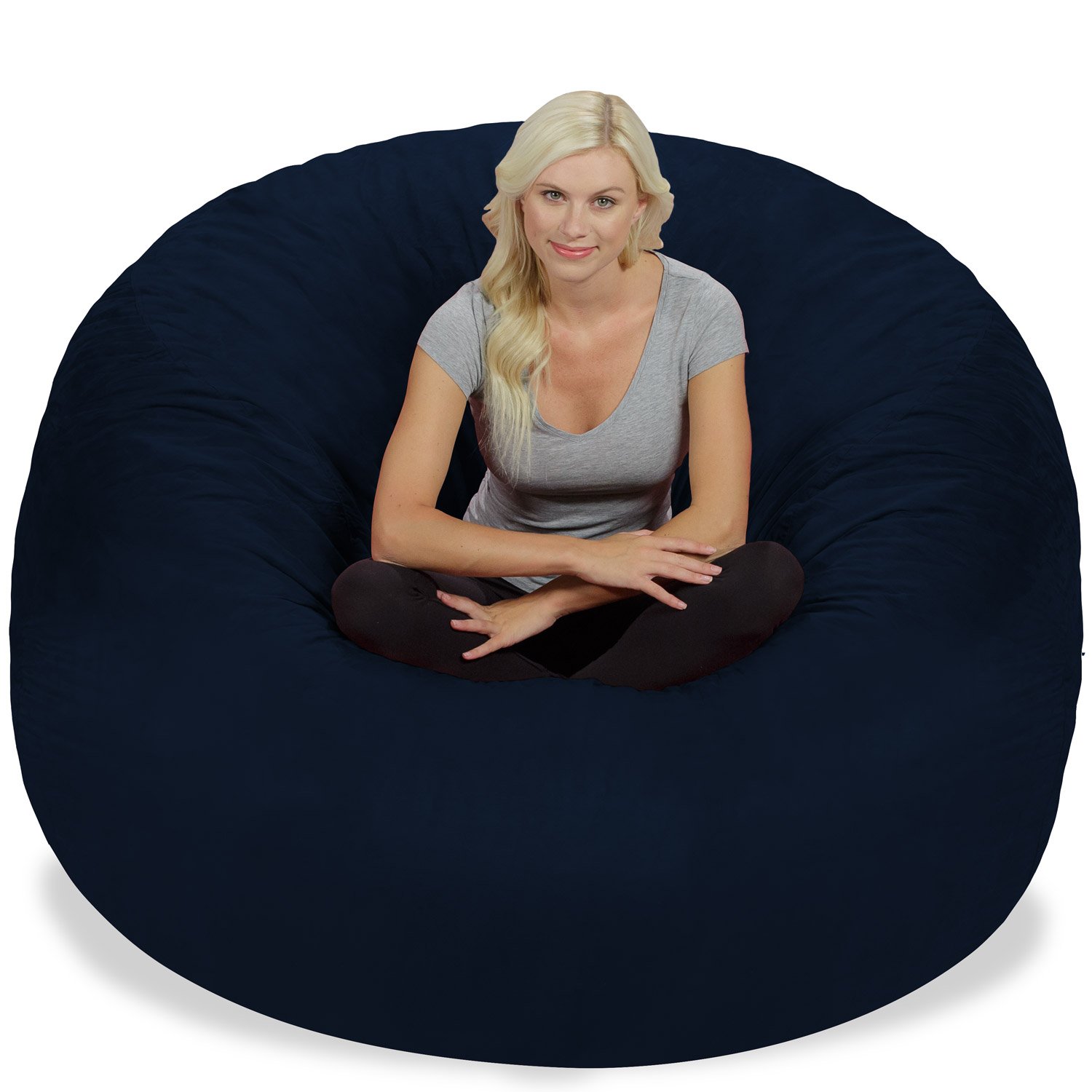 Chill Sack Giant 6' Memory Foam Bean Bag Chair - Oversized Sofa with Soft Microfiber Cover (Navy Blue) for Living Room, Game Room & Dorm Relaxation