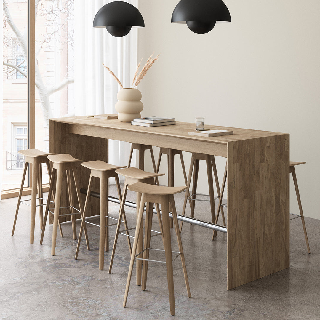 Anne Qvist HC1 Bar Stool - Modern Scandinavian Bar Height Stool with Wooden Legs - Perfect for Kitchen Islands, Breakfast Bars & Home Decor