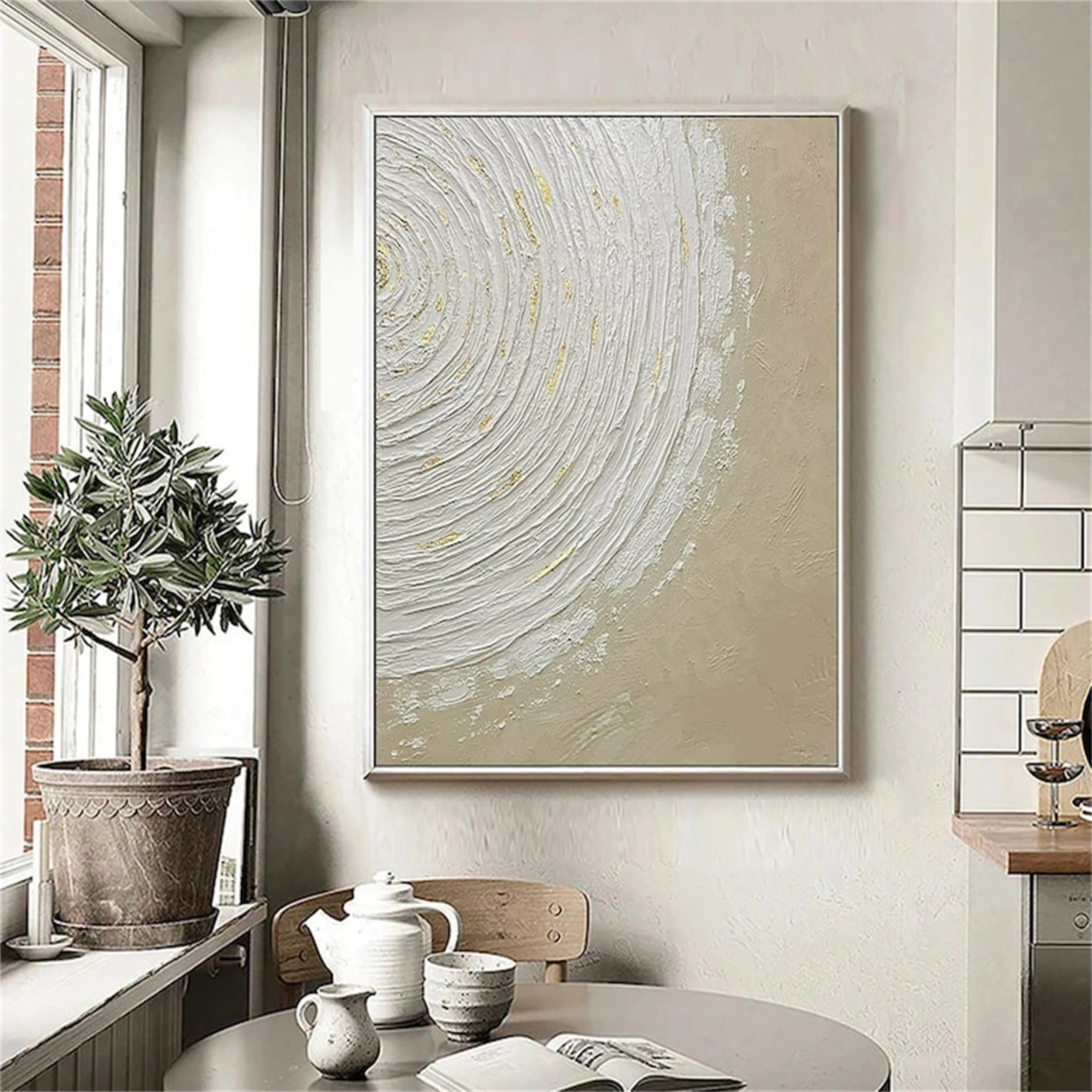 Beige & Brown Abstract Wall Art Canvas Print #BB089 - Modern Home Decor for Living Room, Bedroom & Office