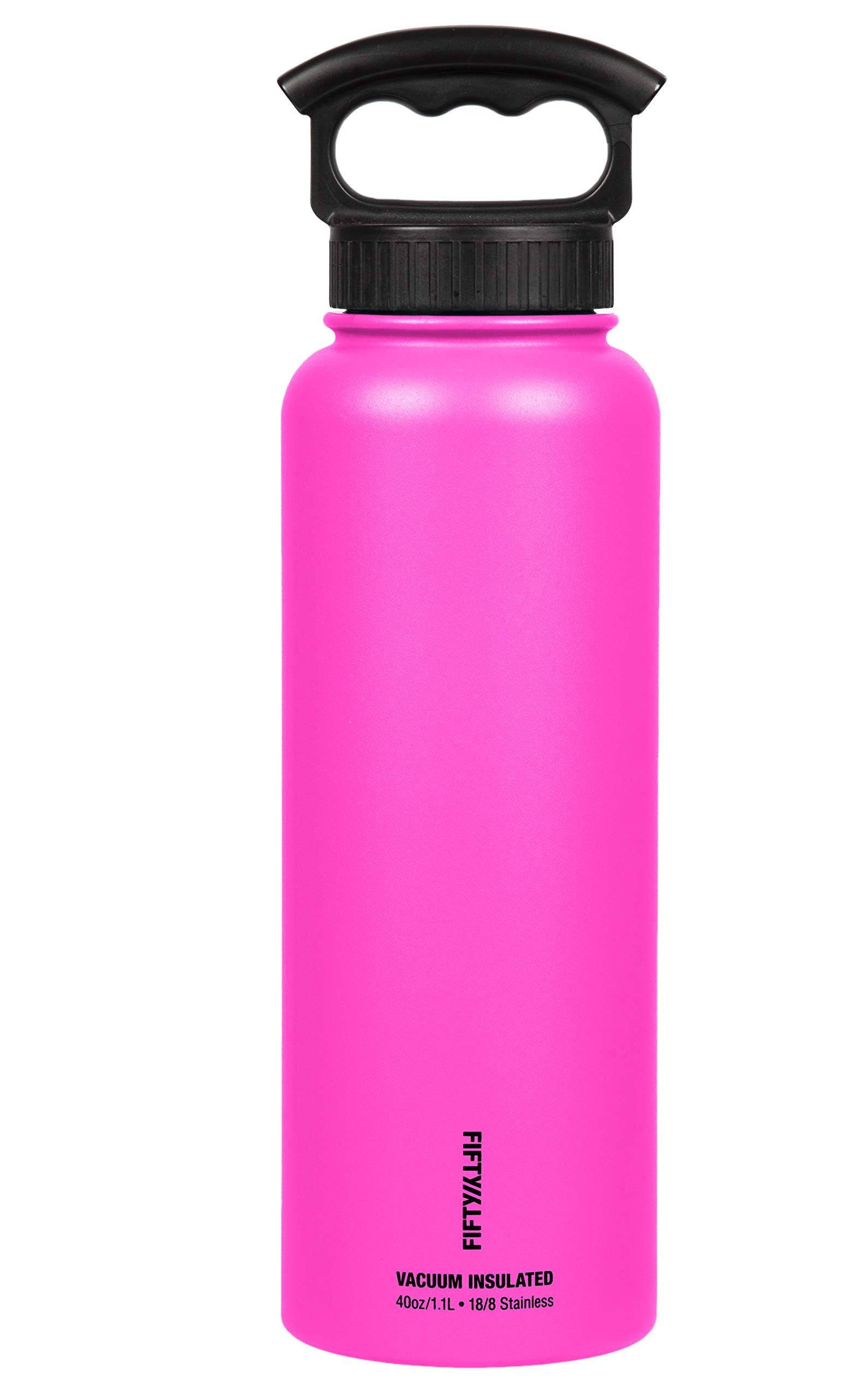 FIFTY/FIFTY 32oz Stainless Steel Vacuum Insulated Water Bottle - Double Wall Thermal Flask with Leakproof Wide Mouth & Easy Grip Cap - Perfect for Gym, Hiking, Travel & Outdoor Activities
