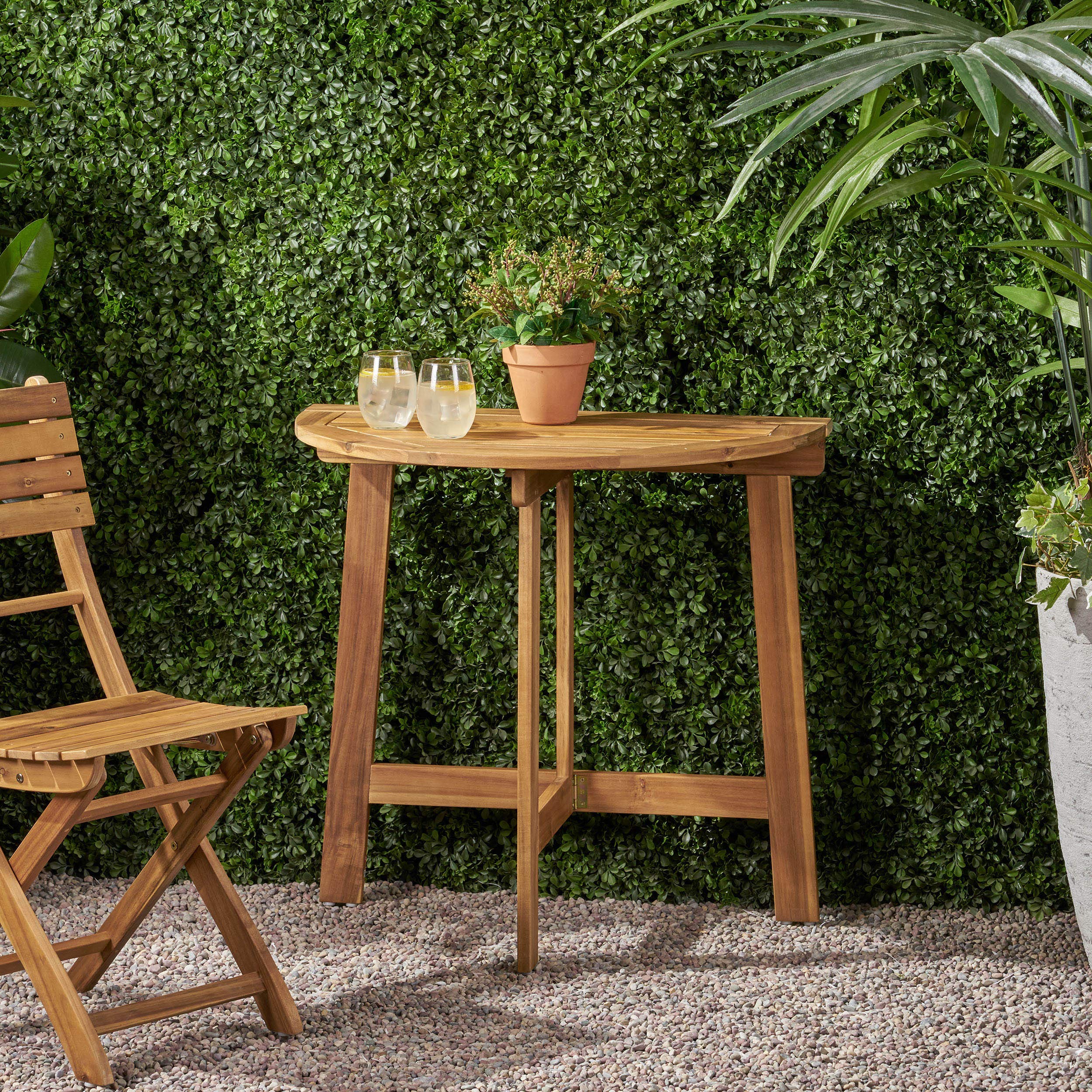 Stylish Natural Finish Bistro Table for Outdoor Dining & Small Spaces - Perfect for Patio, Balcony, or Breakfast Nook