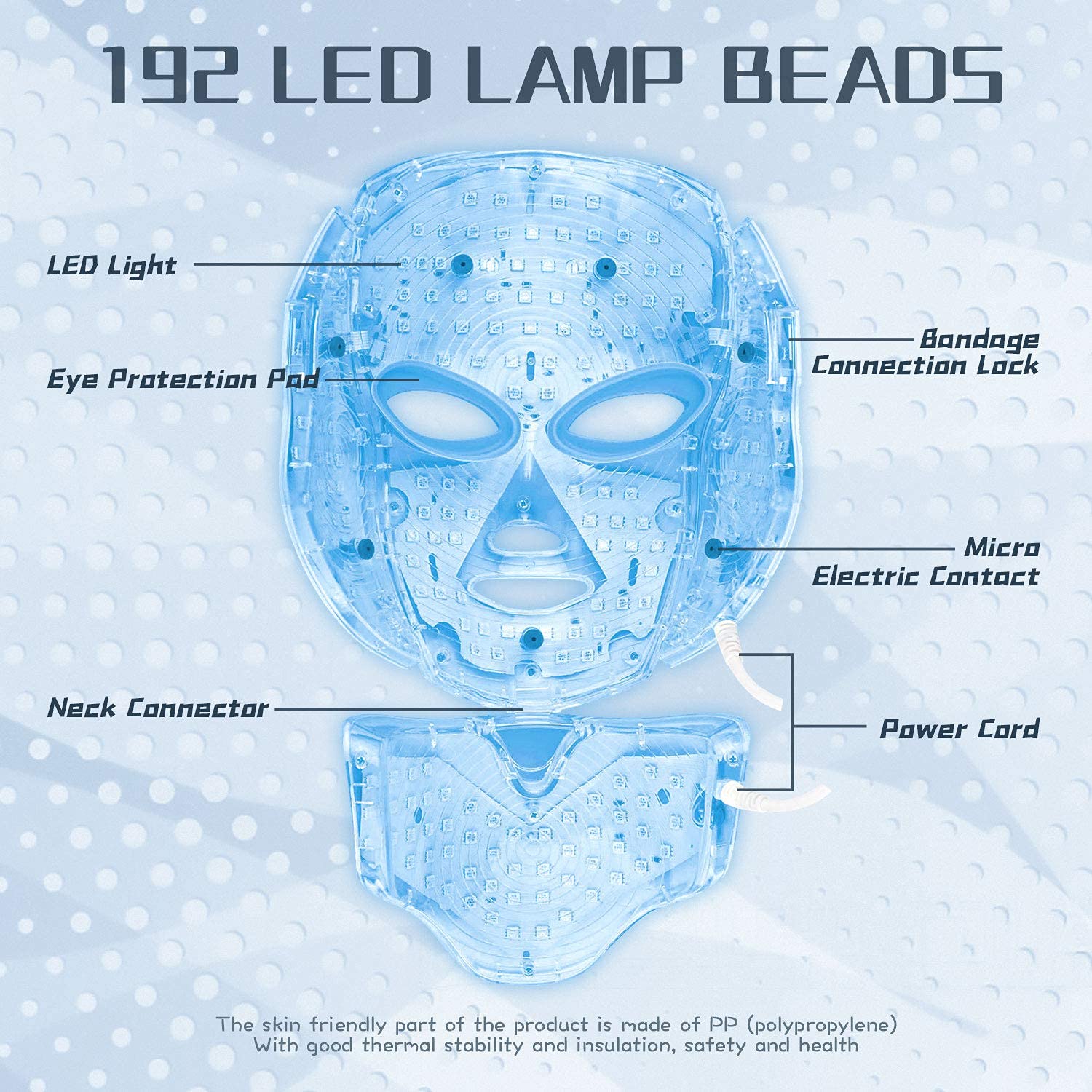 LED Facial Light Therapy Mask - 7 Color Photon Skin Care Mask with Blue & Red Light for Acne Treatment - Rejuvenating Face and Neck Mask for Anti-Aging & Wrinkle Reduction | Perfect for Home Spa, Skincare Routine & Professional Dermatology Use