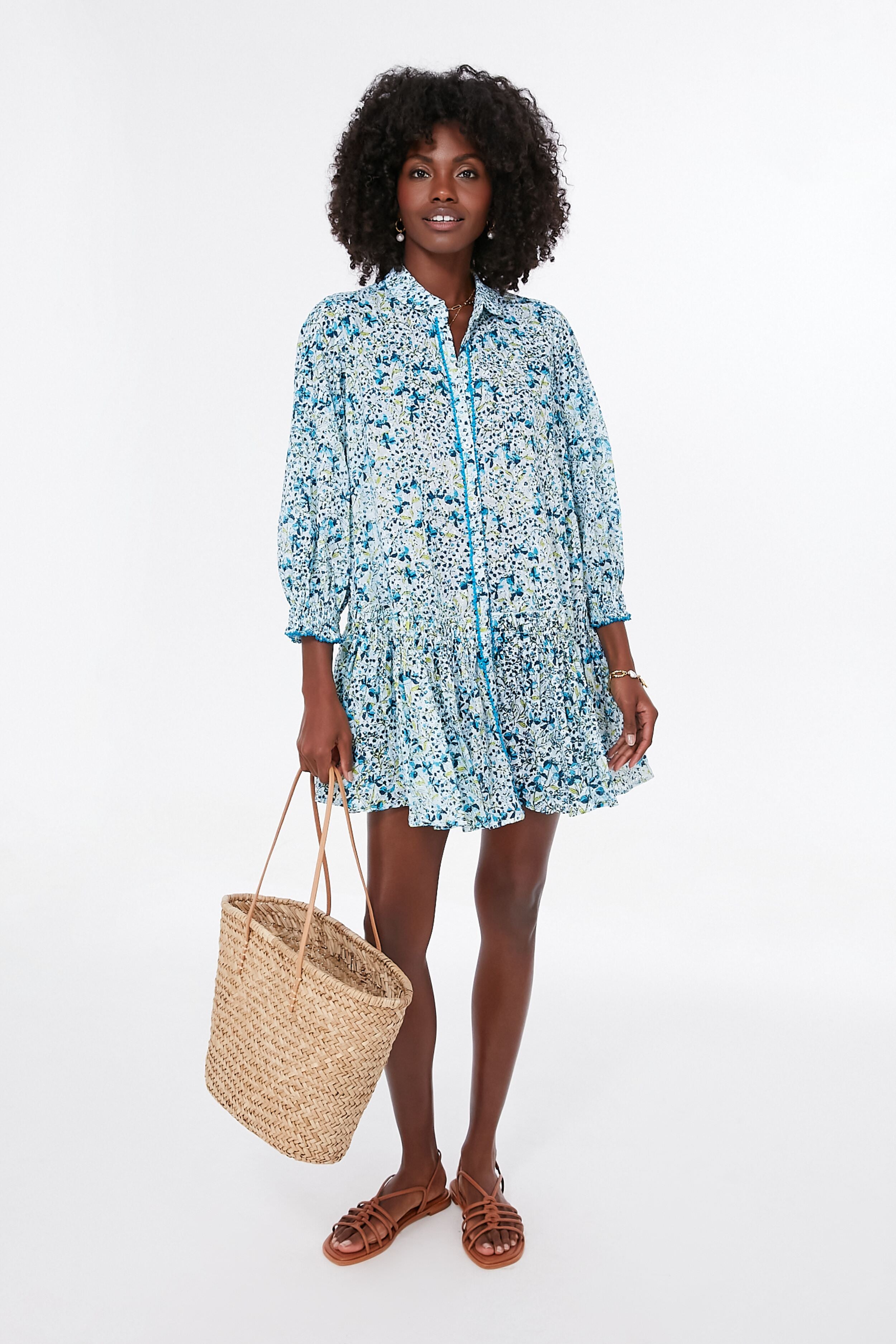 Blue Jonquille Tesorino Mini Dress - Elegant Floral Summer Dress for Women | Perfect for Beach Vacations, Date Nights & Casual Outings