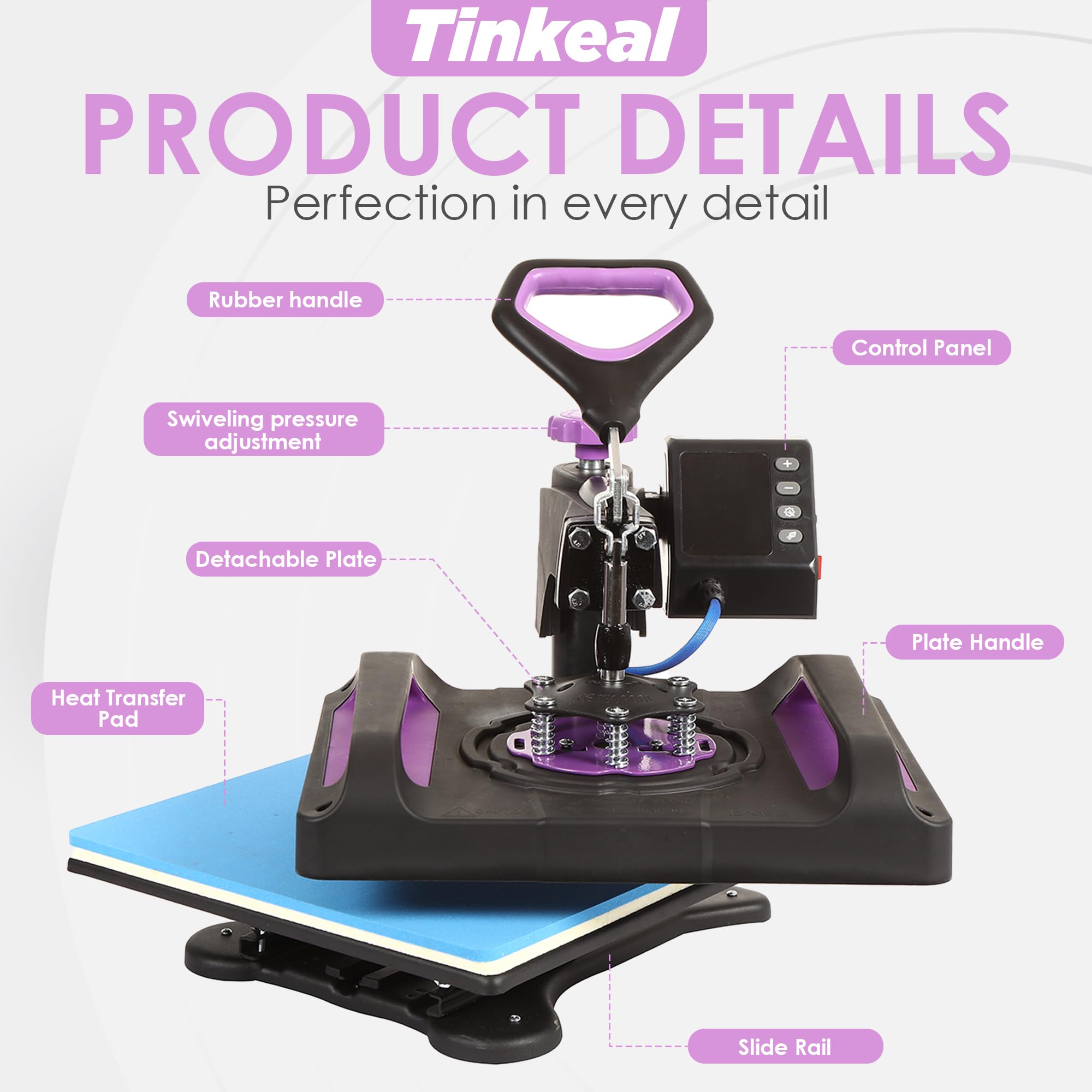8-in-1 Swing Away Heat Press Machine 12x15