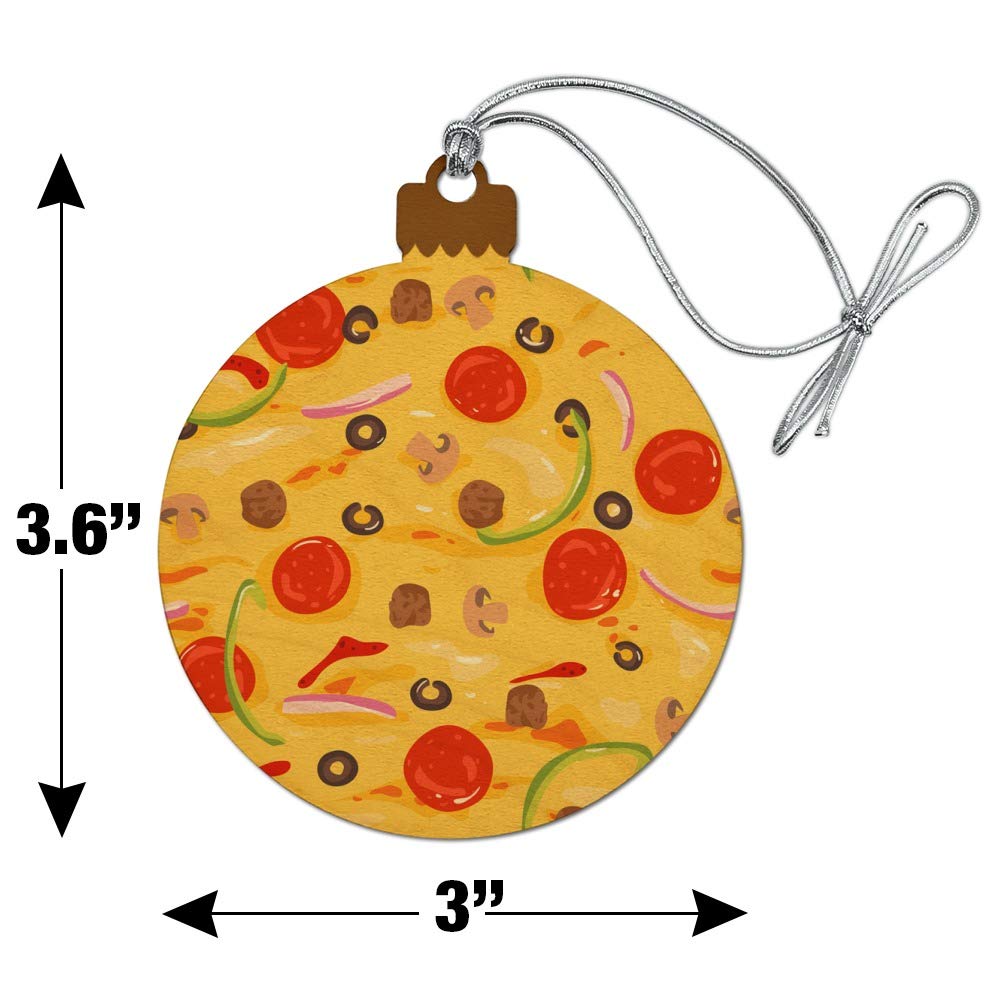 Pepperoni Pizza Christmas Ornament - Wooden Holiday Tree Decoration with Olives & Onions | Perfect for Kitchen Decor, Christmas Tree Topper & Food Lover Gifts