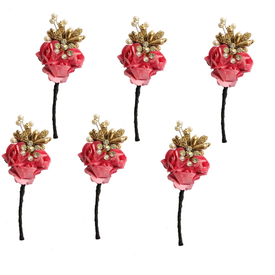 Arooman 6-Pack Peach Flower Hair Clips for Women - Elegant Hair Accessories for Weddings, Parties & Everyday Style (M12191059)