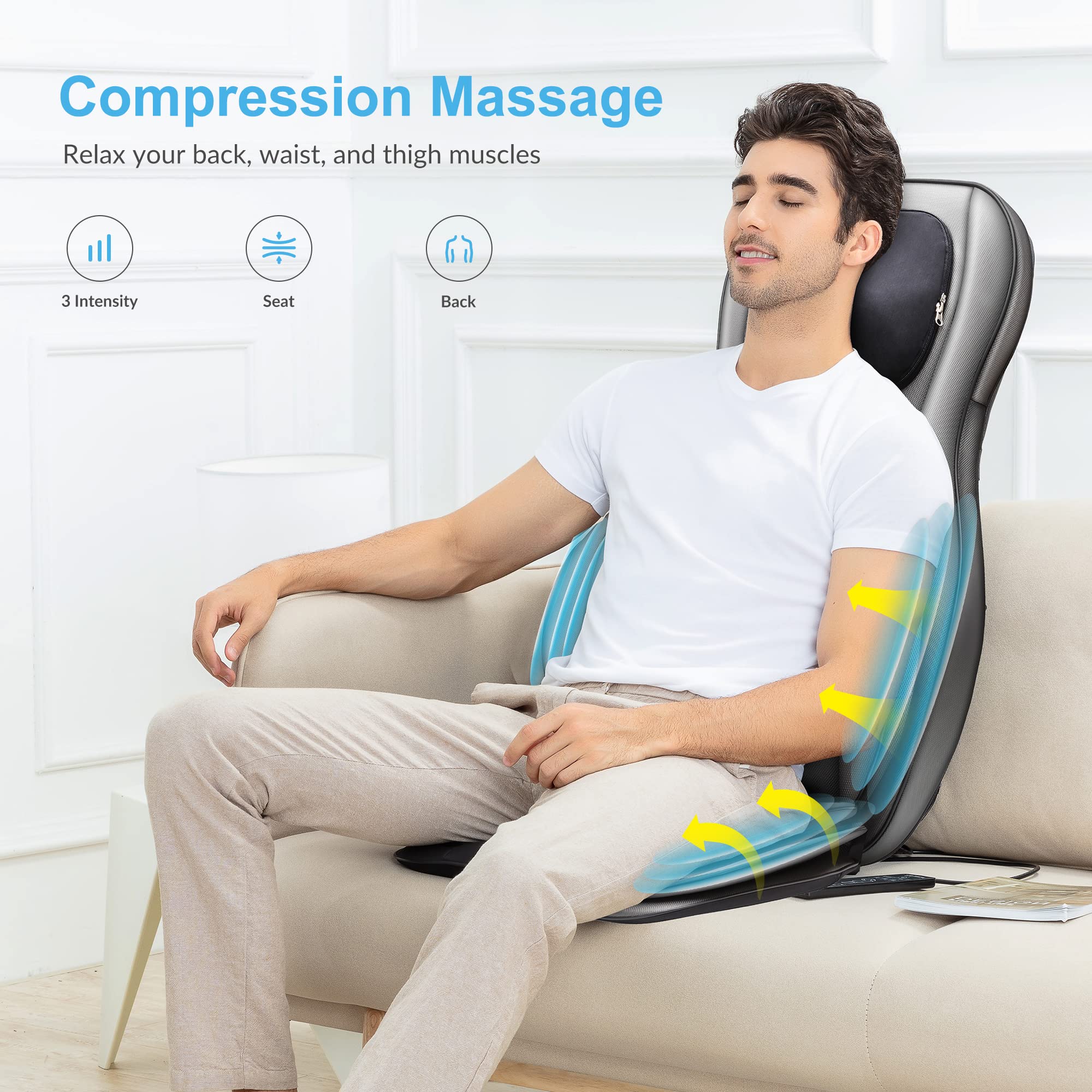 COMFIER Shiatsu Neck & Back Massager with Heat - 2D/3D Kneading Massage Chair Pad, Adjustable Massage for Neck & Full Body Relaxation - Perfect Christmas Gift for Men, Women, Dad & Mom (Dark Gray) - Ideal for Home, Office & Car Use to Relieve Stress & Muscle Pain