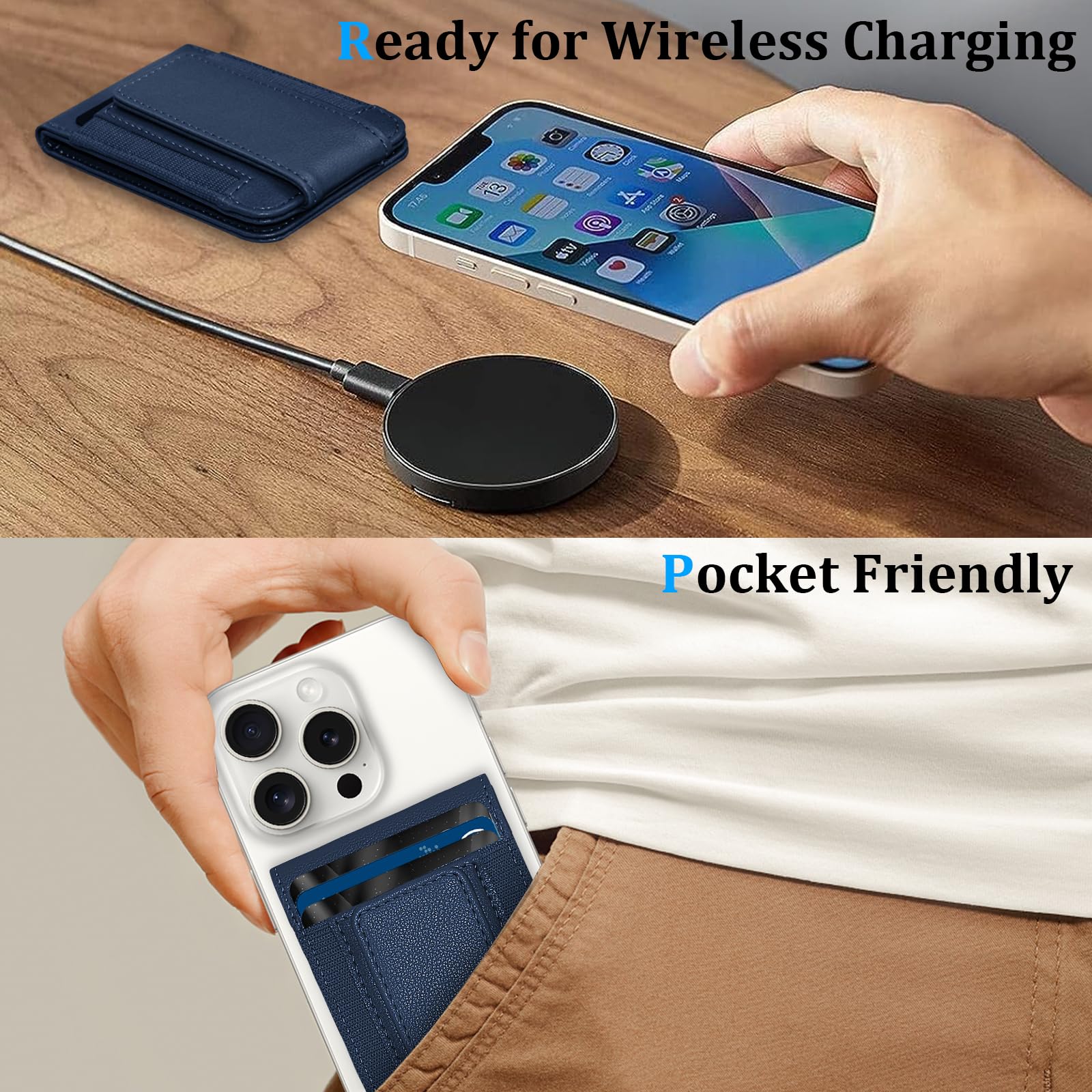 Magnetic Phone Wallet for iPhone 16/15/14/13/12 Pro Max Plus - Detachable MagSafe Wallet with Adjustable Stand & Money Clip | Holds 10+ Cards | Perfect for Travel, Shopping & Everyday Use
