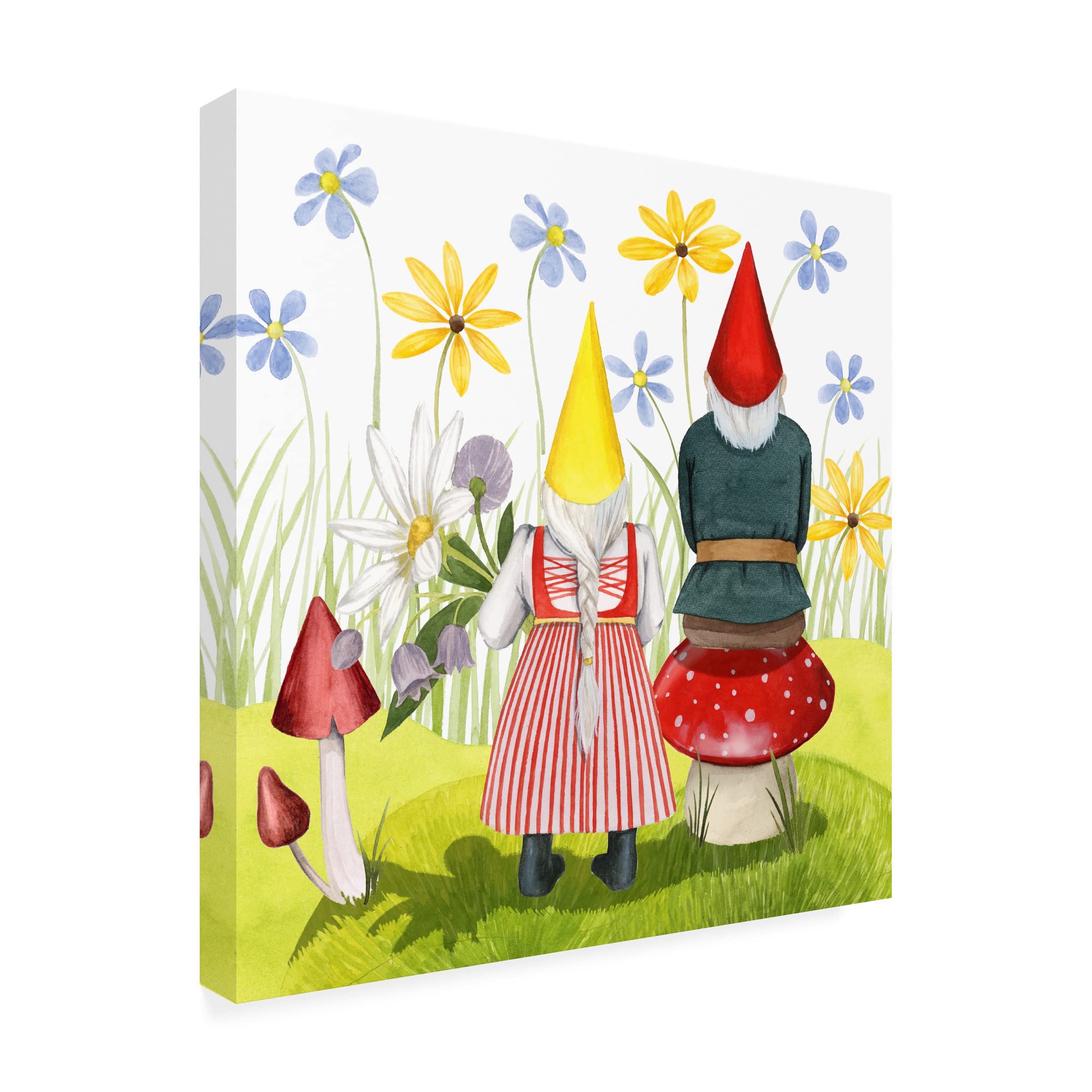 Grace Popp Gnome Neighbors III Canvas Wall Art Print - Whimsical Garden Decor for Living Room, Bedroom & Nursery - Trademark Fine Art Collection