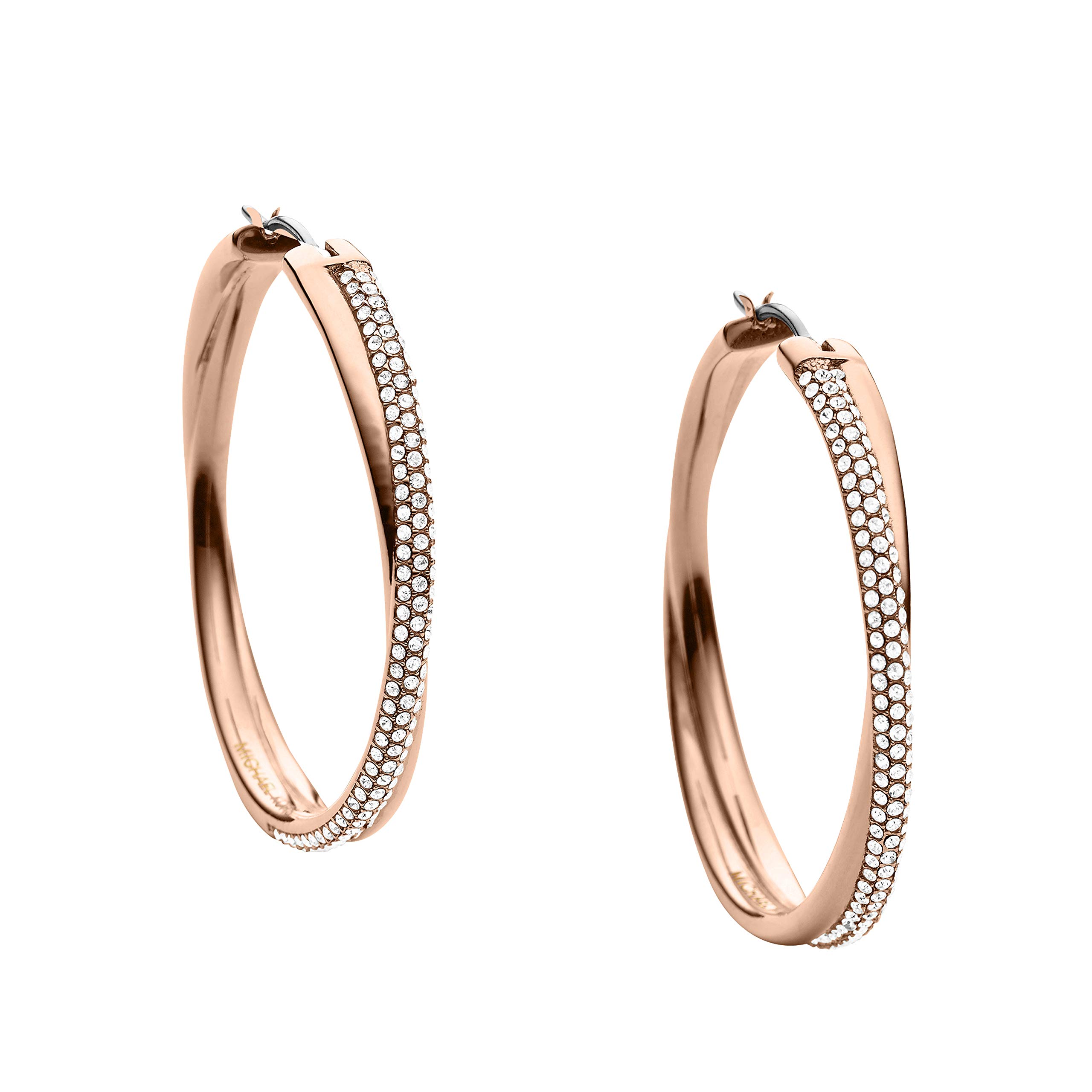 Michael Kors Rose Gold Stainless Steel Pavé Crystal Hoop Earrings for Women | Elegant Jewelry Gift for Birthday, Anniversary & Special Occasions | Model MKJ3671791