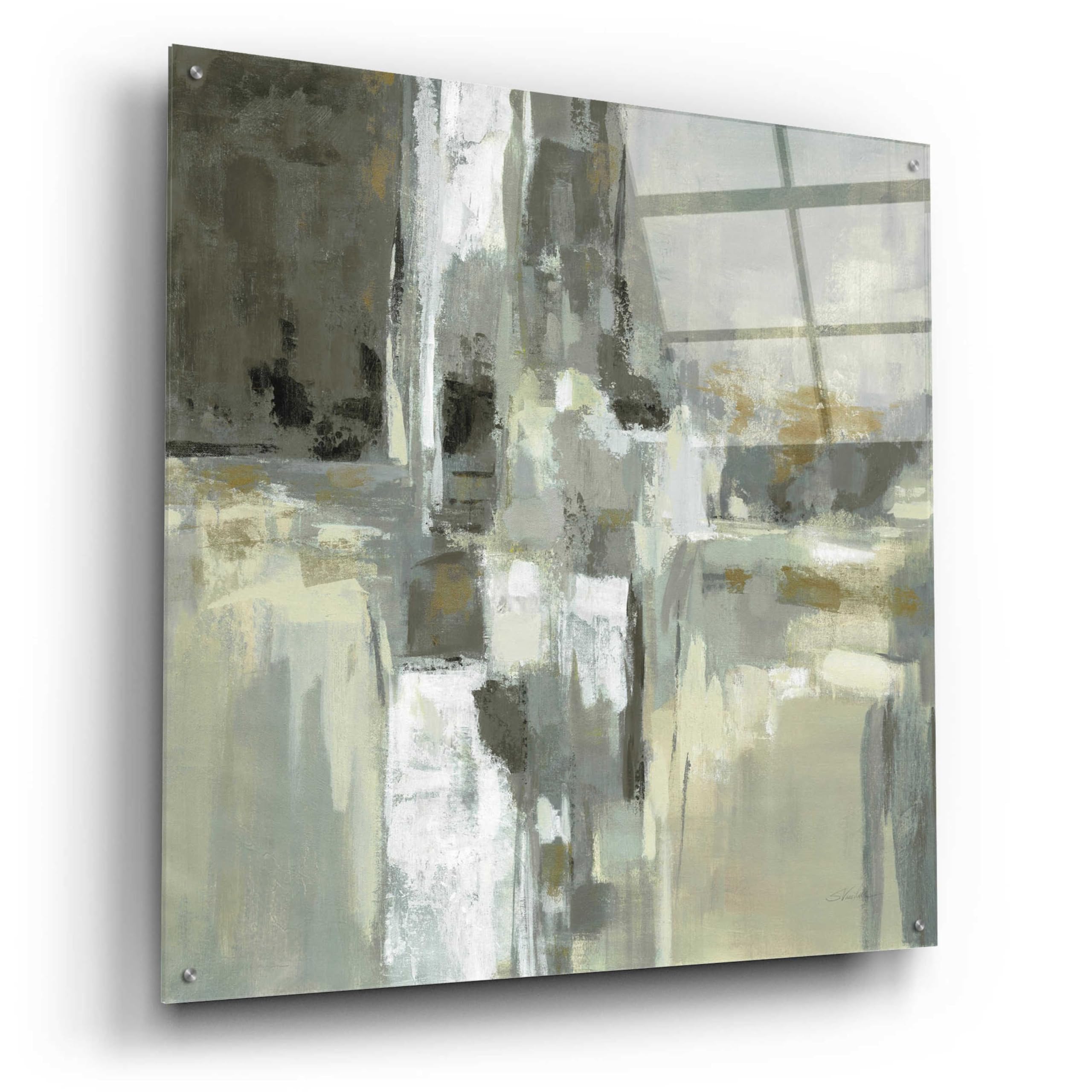 Epic Art 'Neutral Water' by Silvia Vassileva - 36x36 Inch Acrylic Glass Wall Painting - Modern Abstract Home Decor for Living Room, Bedroom & Office