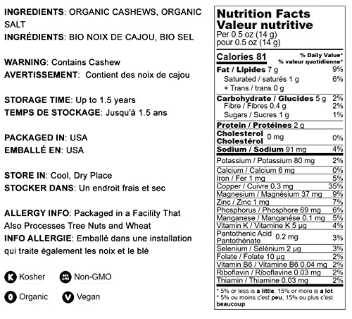 Organic Dry Roasted Whole Cashews with Himalayan Salt - 8 Pounds | Non-GMO, Vegan, Kosher | Oven Roasted, Lightly Salted, No Oil Added | High Protein Snack for Parties, Hiking & Healthy Lifestyle
