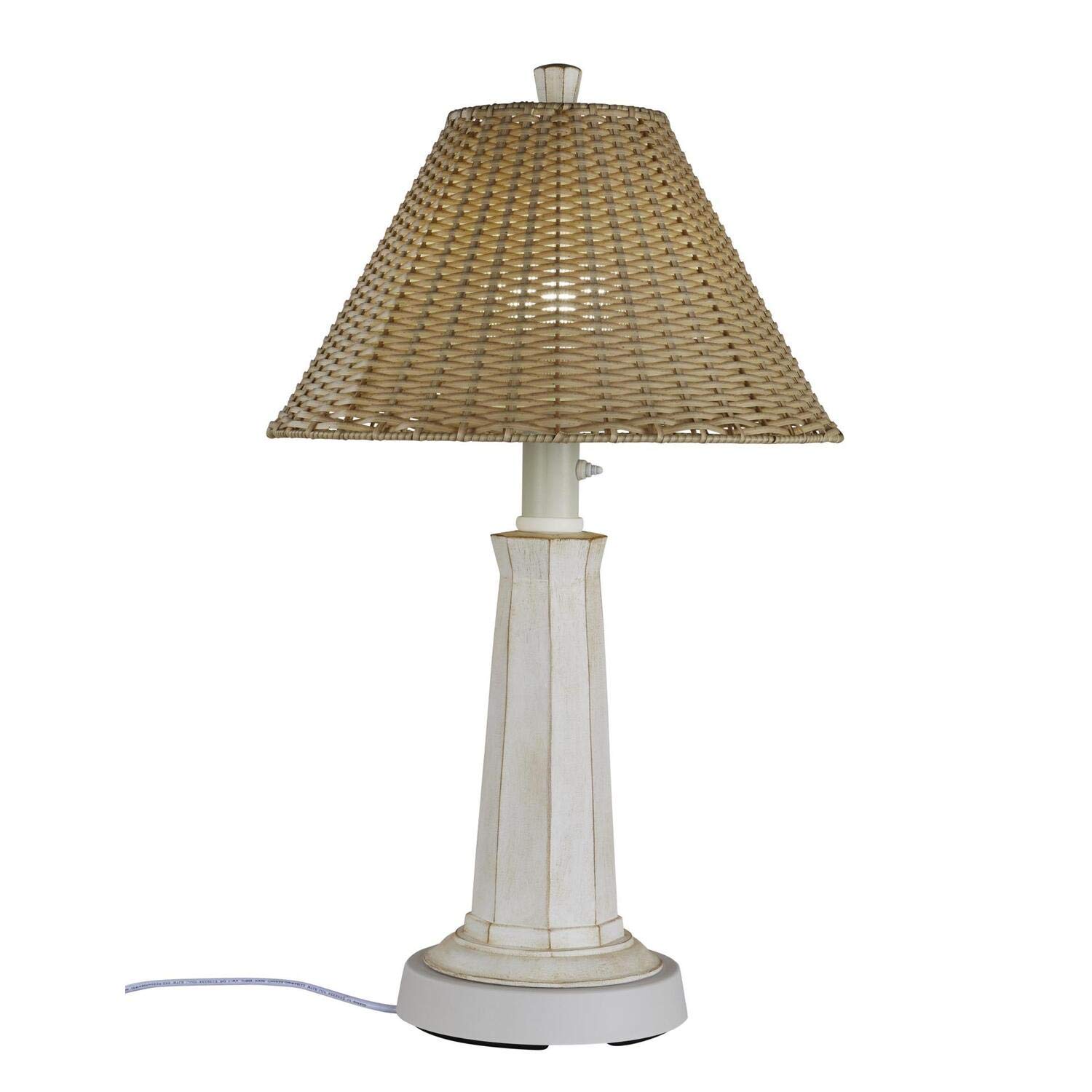Patio Living Concepts Nantucket Stone Wicker Shade Outdoor Lamp - Weatherproof Garden Lighting for Porch, Deck, and Backyard Decor