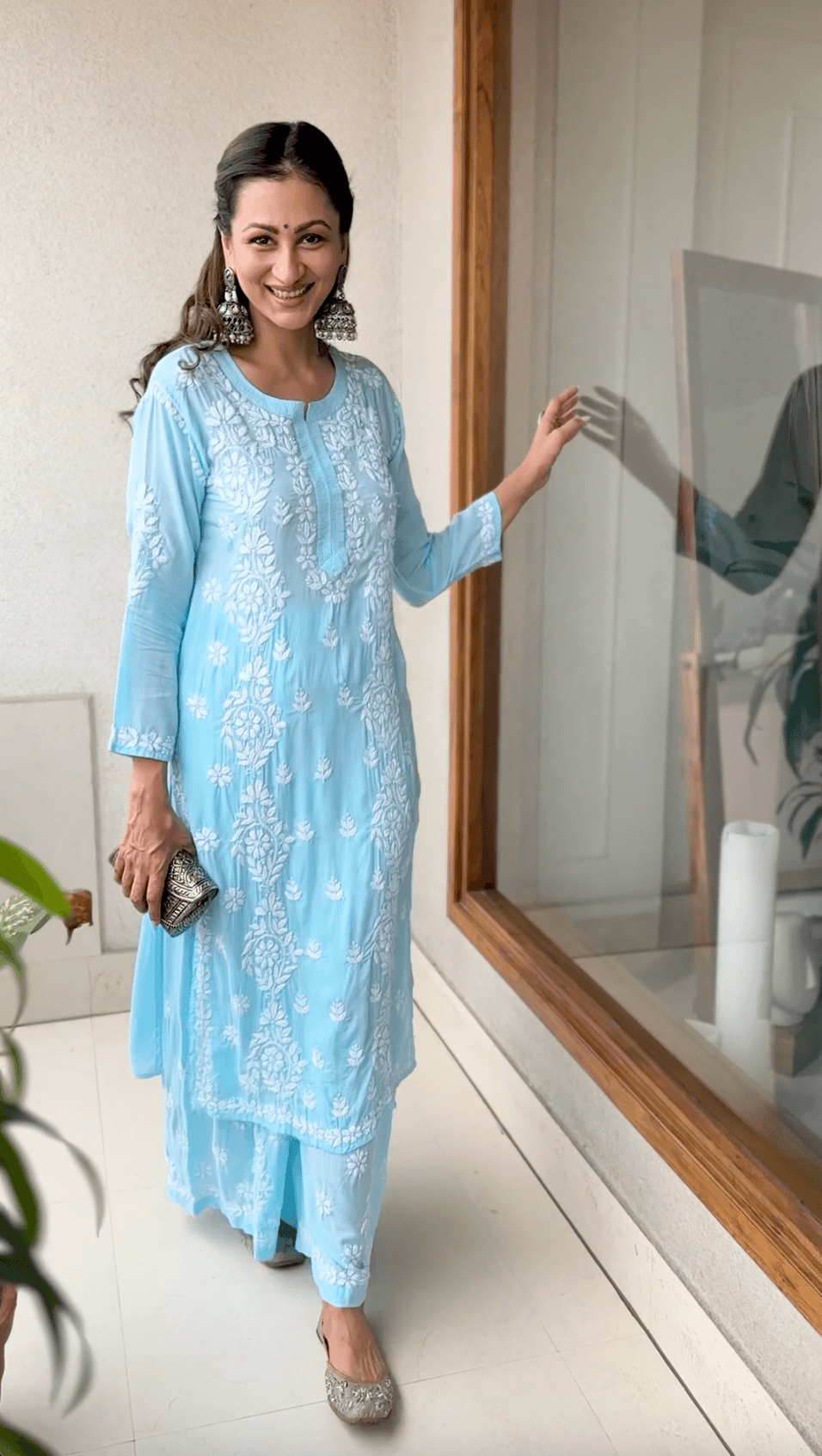 Stylish Chikankari Modal Cotton Co-Ord Set for Women | Light Blue Ethnic Outfit | Perfect for Festivals, Parties & Casual Wear