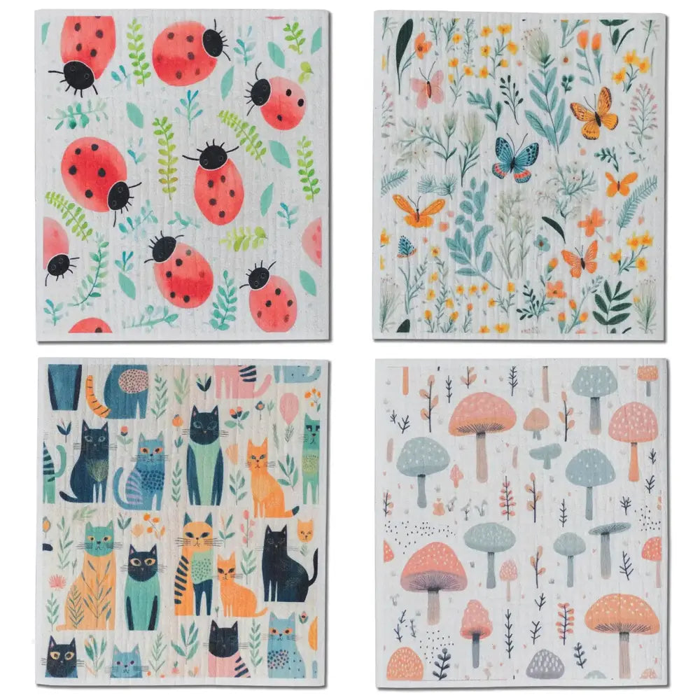Colibri 4-Pack Premium Sponge Cloths - Super Absorbent & Reusable Kitchen Cleaning Cloths for Dishes, Countertops, and In the Garden Use