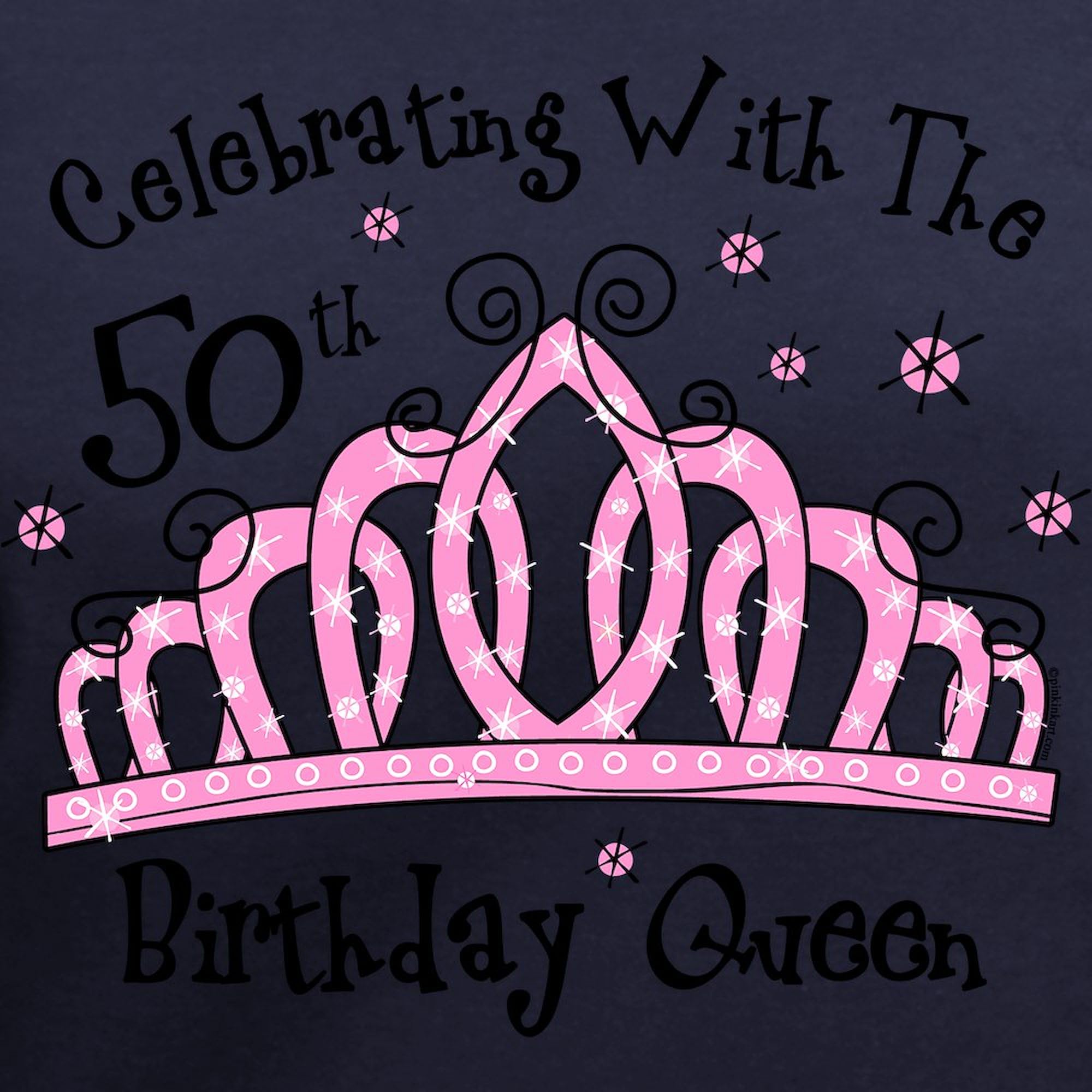 50th Birthday Queen Tiara Women's V-Neck Cotton T-Shirt - Fun Birthday Gift for Women, Party Outfit, Casual Wear