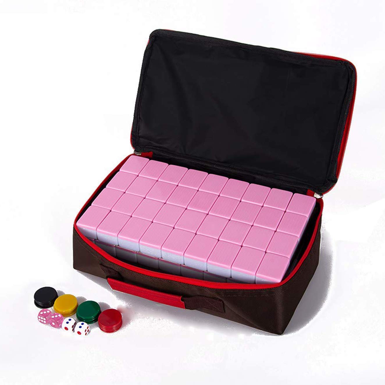 Premium Acrylic Mahjong Set - Eco-Friendly & Non-Toxic Pink XXL Chinese Tile Game for Adults | Perfect for Family Game Nights, Parties, and Casino-Themed Events